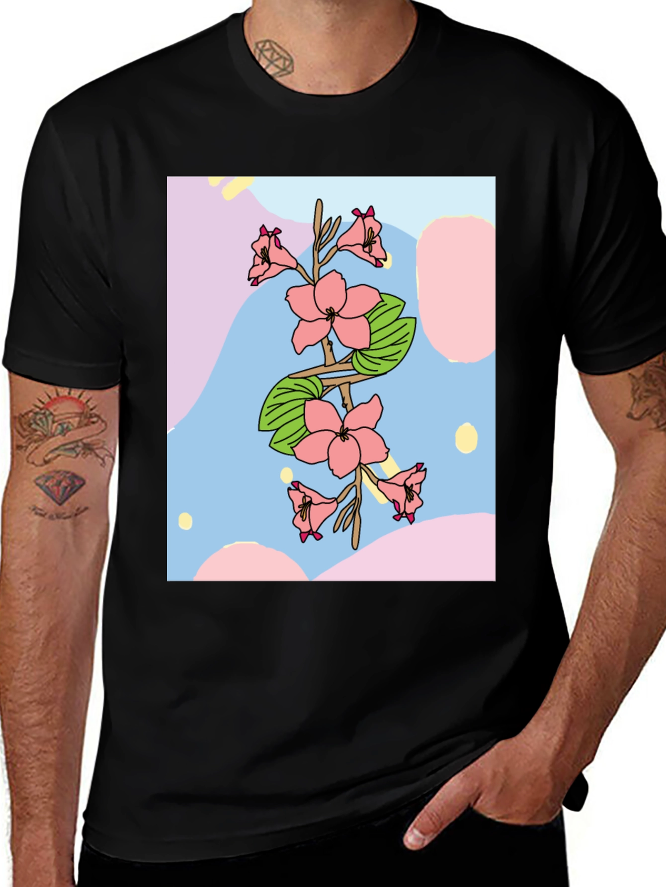 Floral Print T-Shirt - Artistic Design