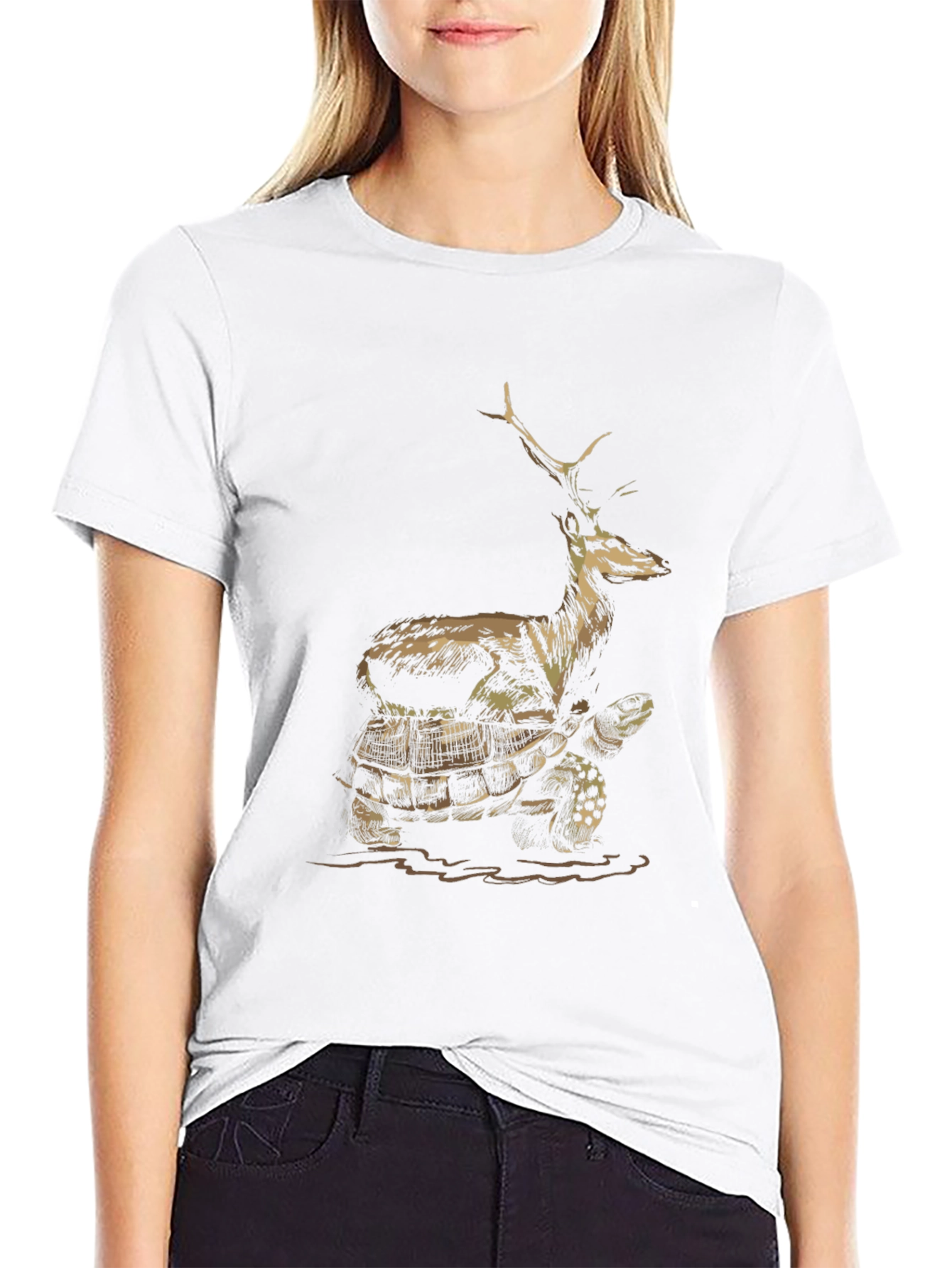 Deer Riding Turtle Graphic Tee