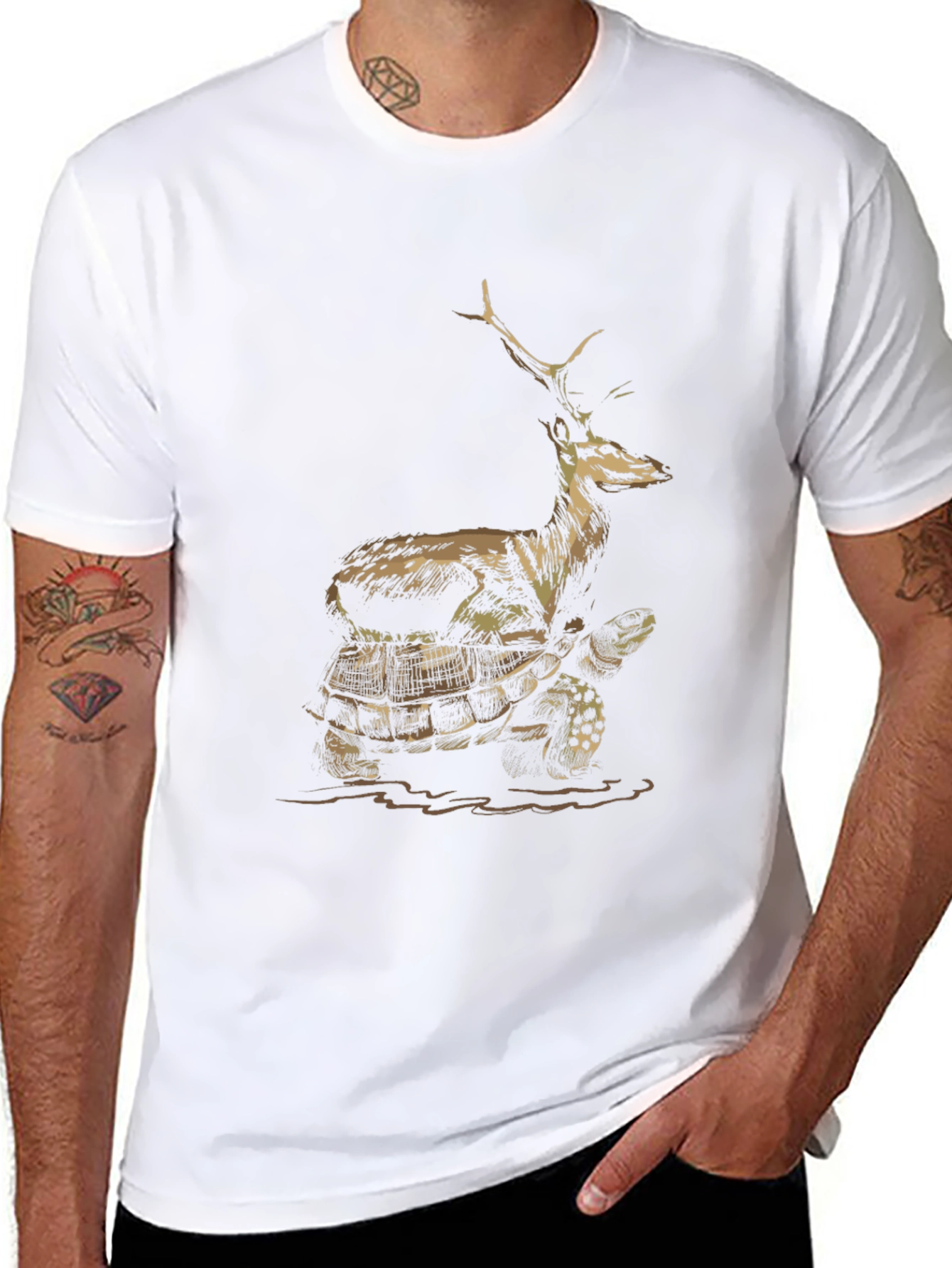 Deer Riding Turtle Graphic Tee