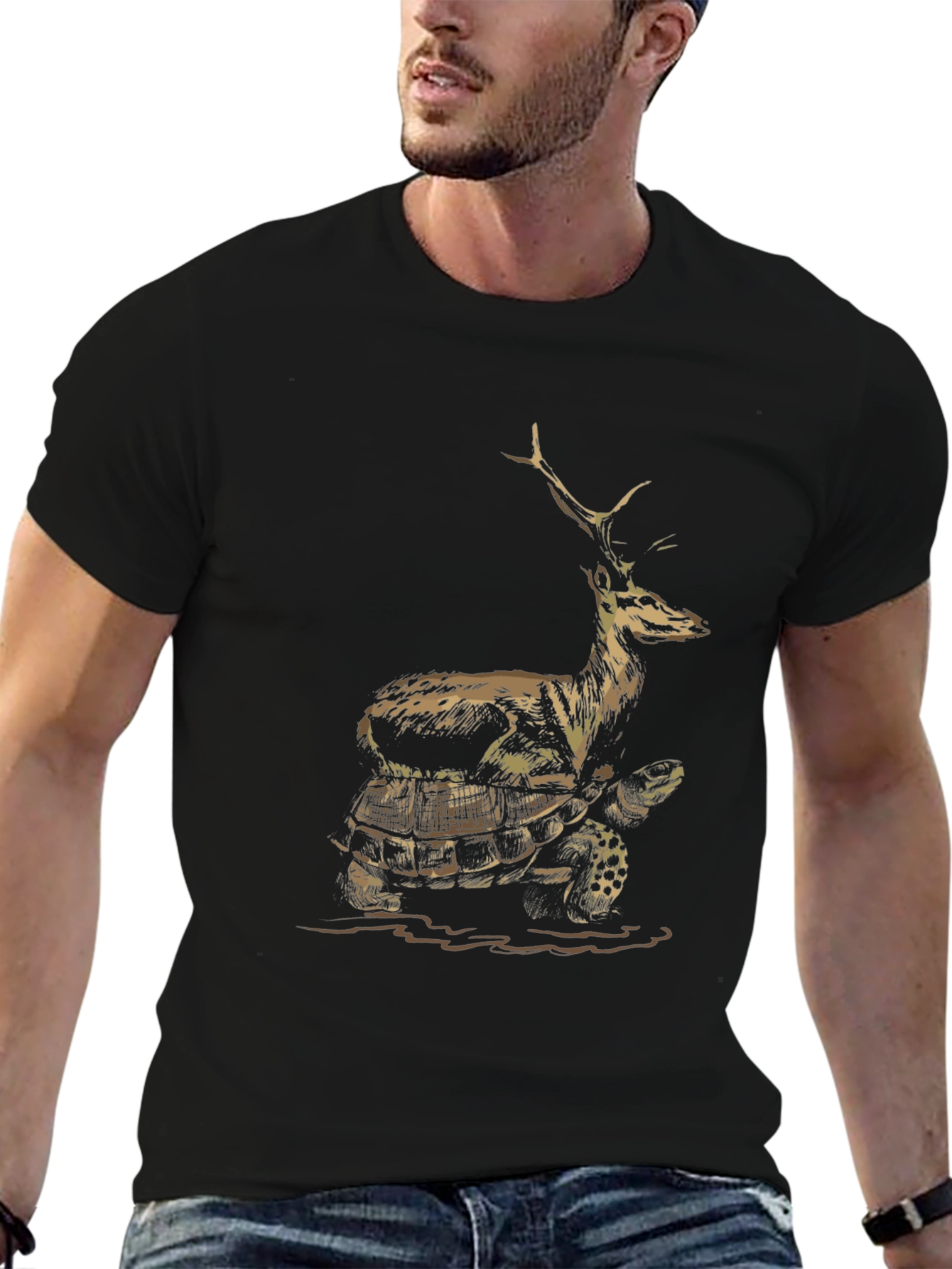 Deer Riding Turtle Graphic Tee
