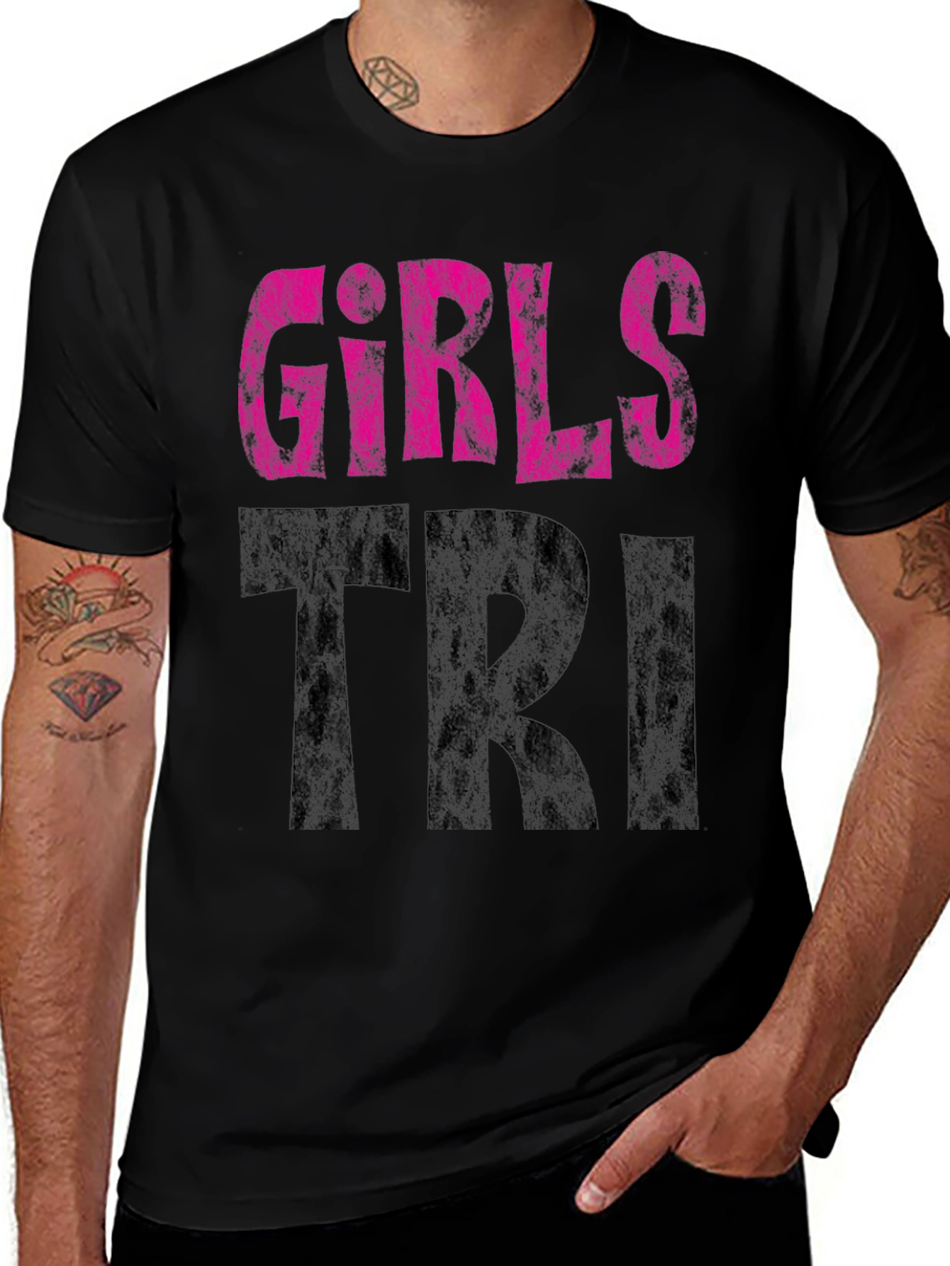 Girls Tri T-Shirt - Black Graphic Tee
