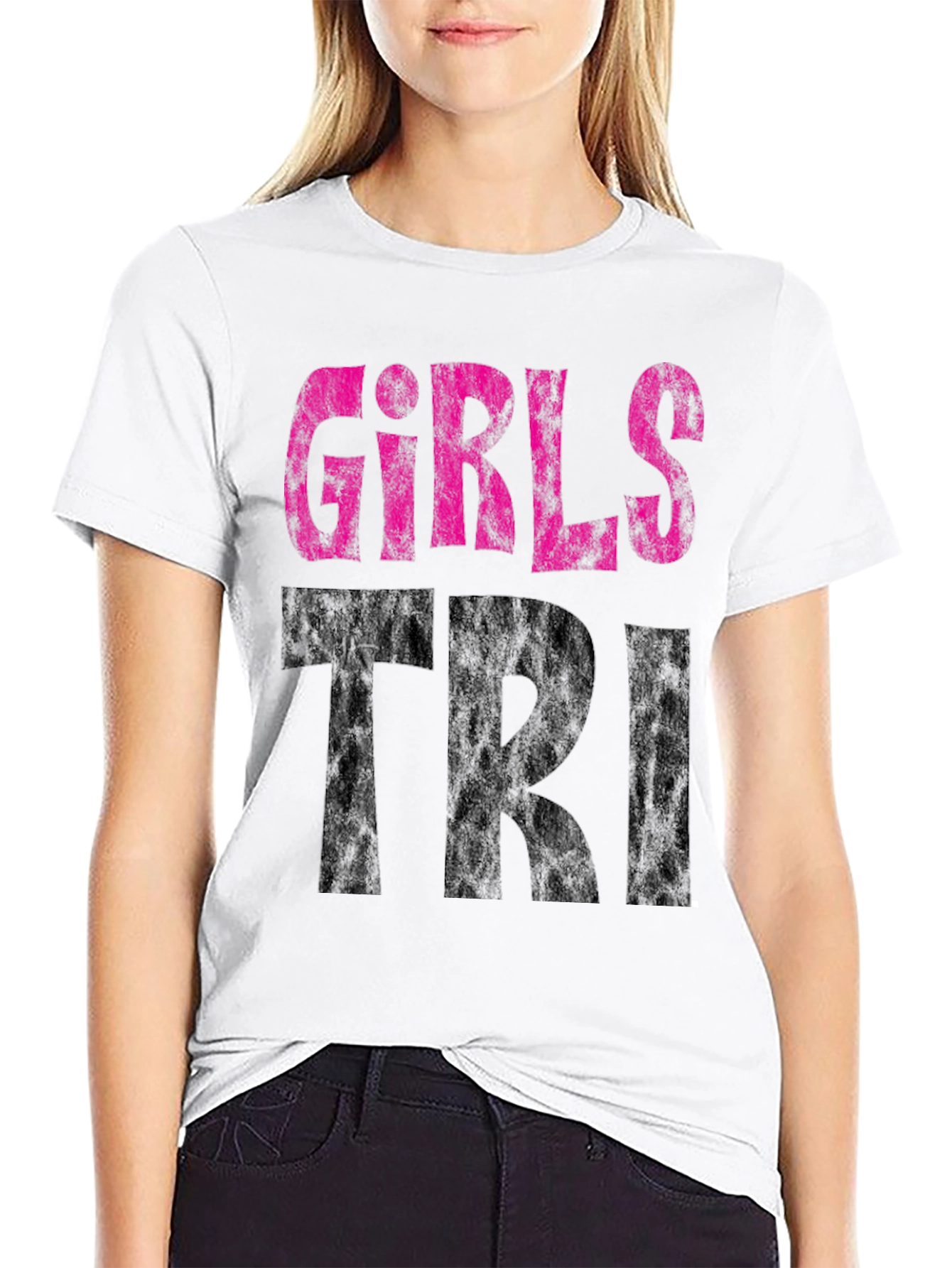 Girls Tri T-Shirt - Black Graphic Tee