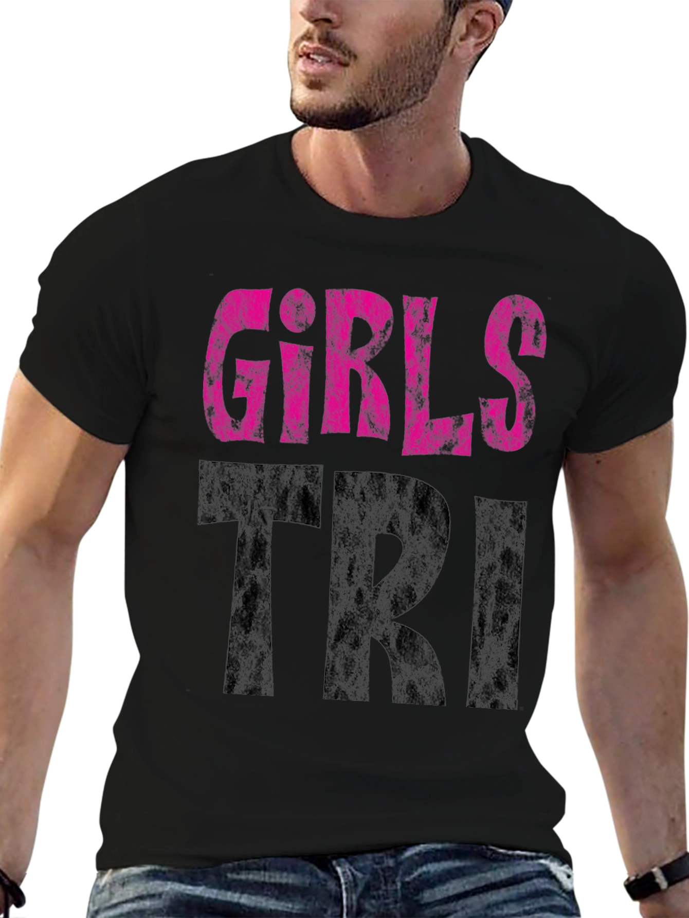 Girls Tri T-Shirt - Black Graphic Tee