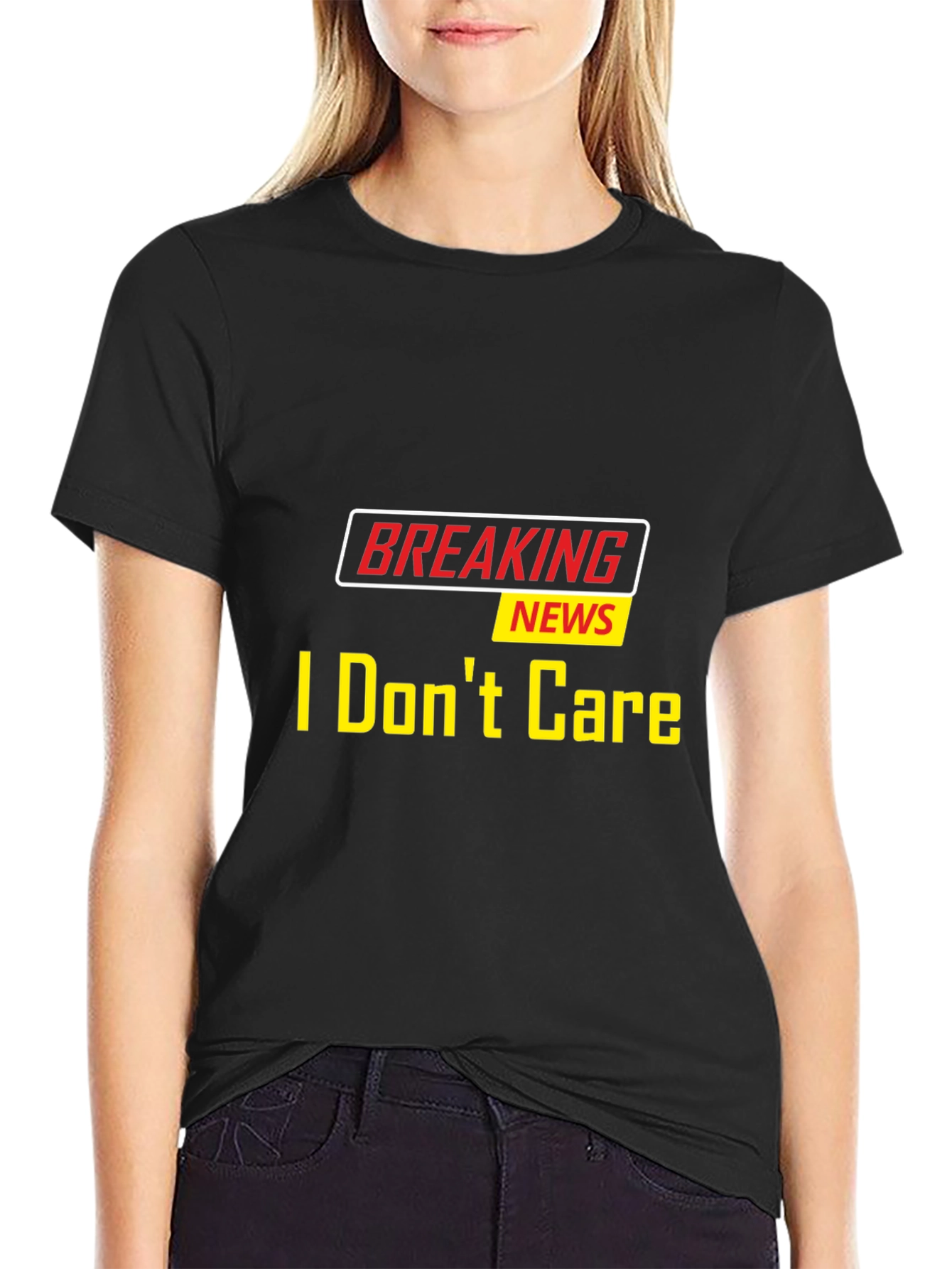Breaking News I Dont Care Black T-Shirt