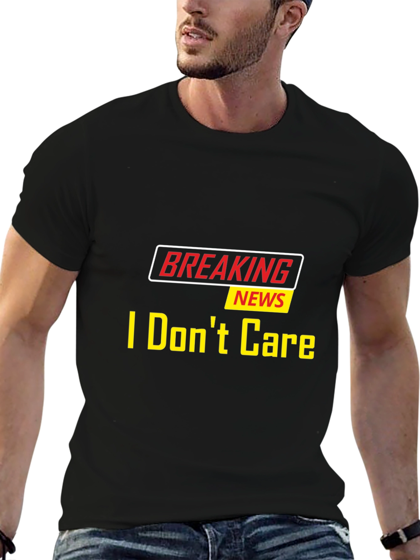 Breaking News I Dont Care Black T-Shirt