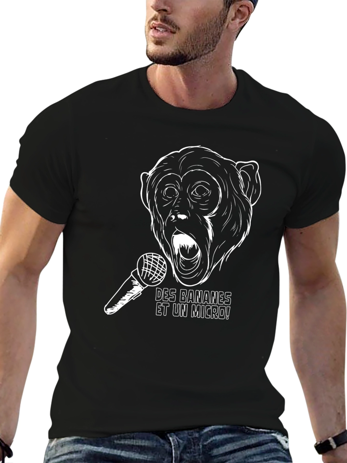 Monkey Mic Black Graphic Tee