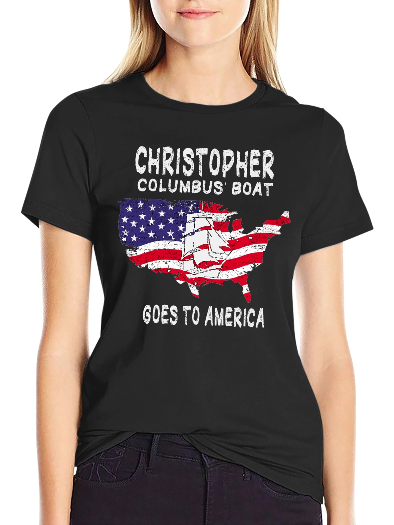 Christopher Columbus Boat Goes To America T-Shirt