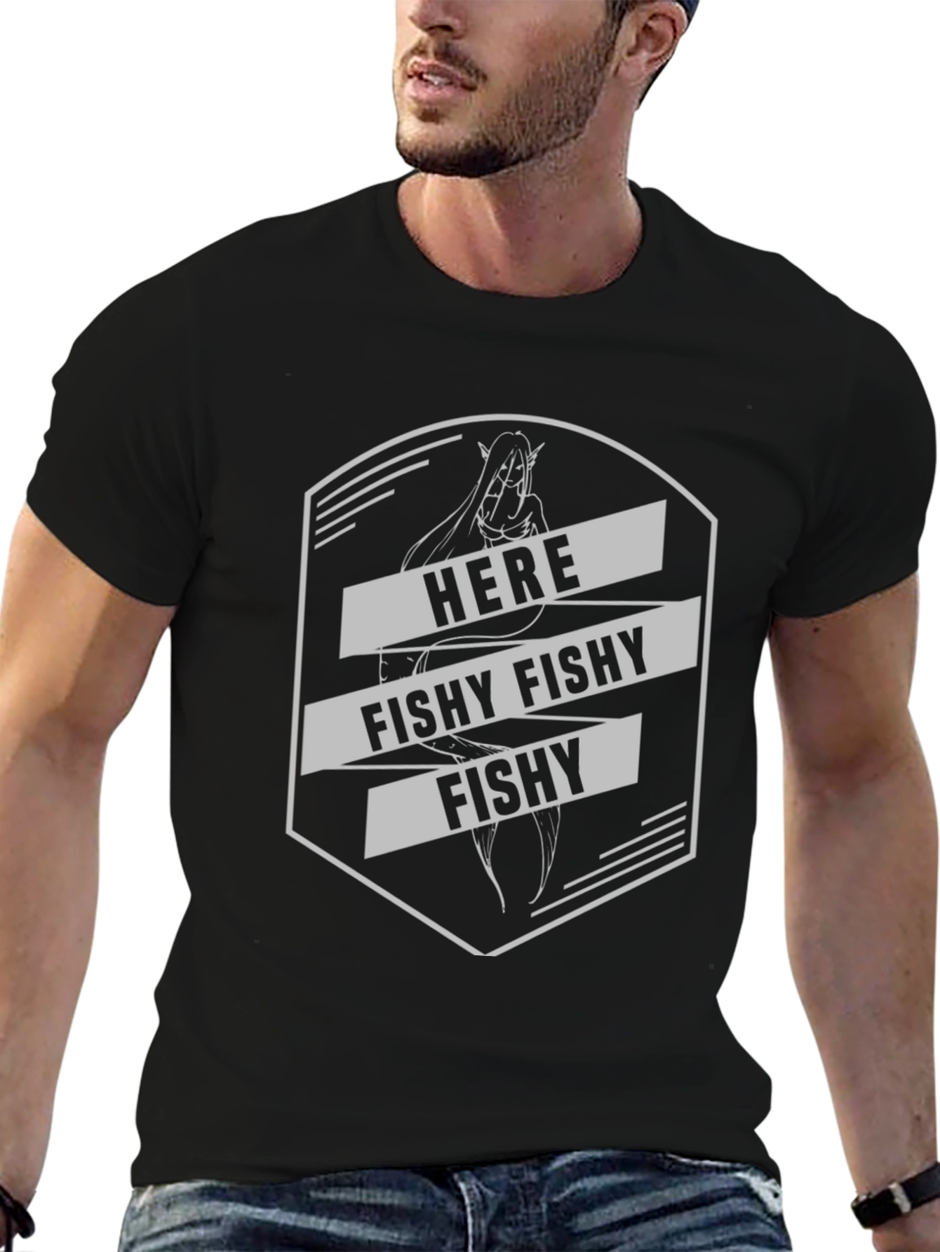 Here Fishy Fishy T-Shirt - Black Graphic Tee