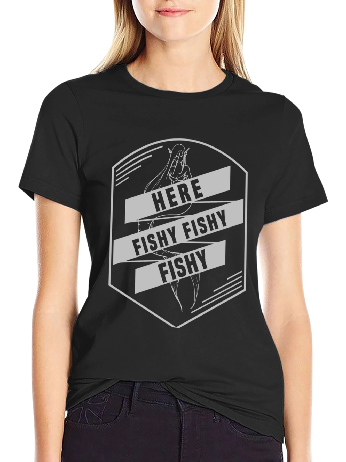 Here Fishy Fishy T-Shirt - Black Graphic Tee
