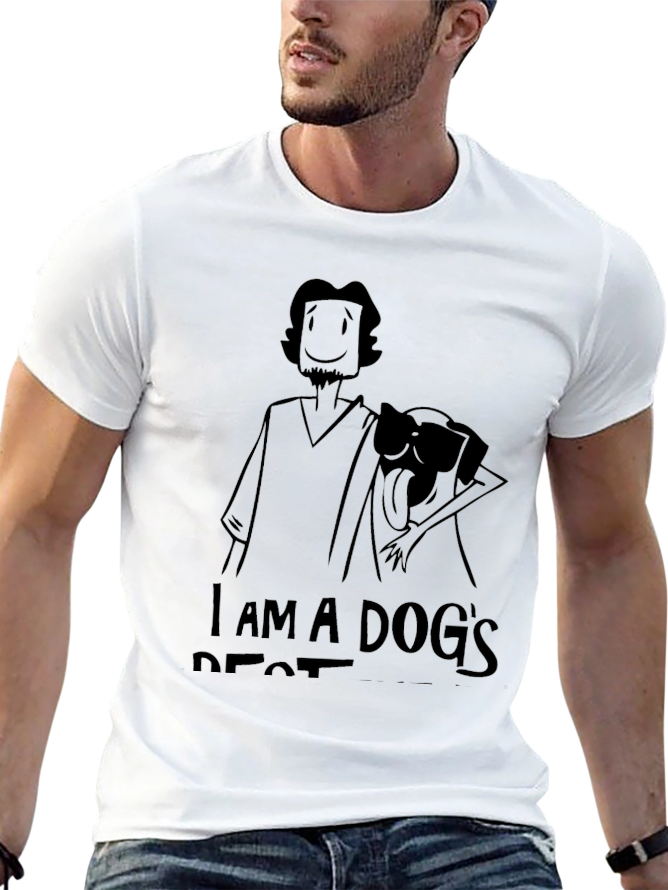 Mens I am a Dogs Best Friend Black T-Shirt