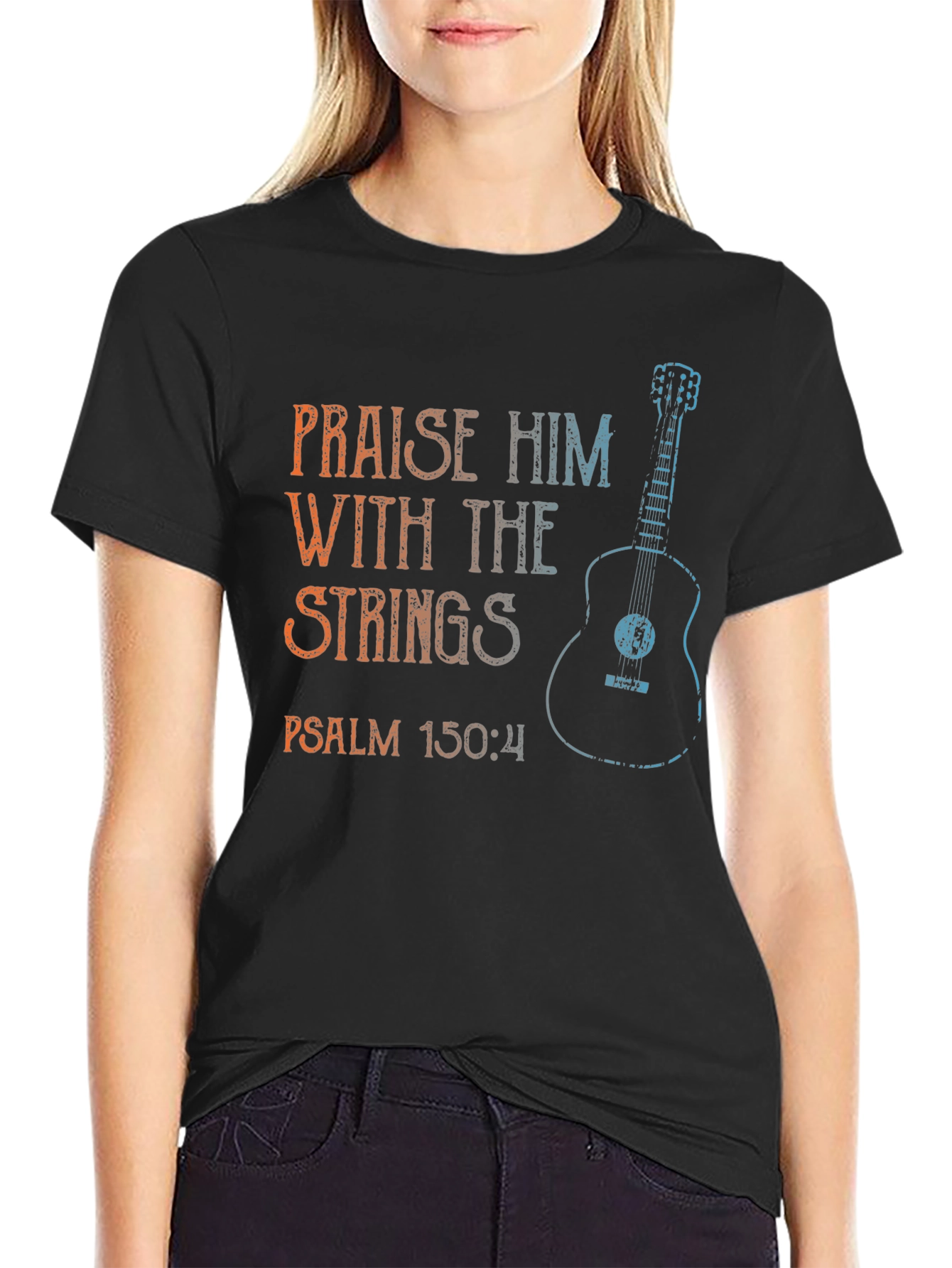 Praise Him With Strings Black T-Shirt