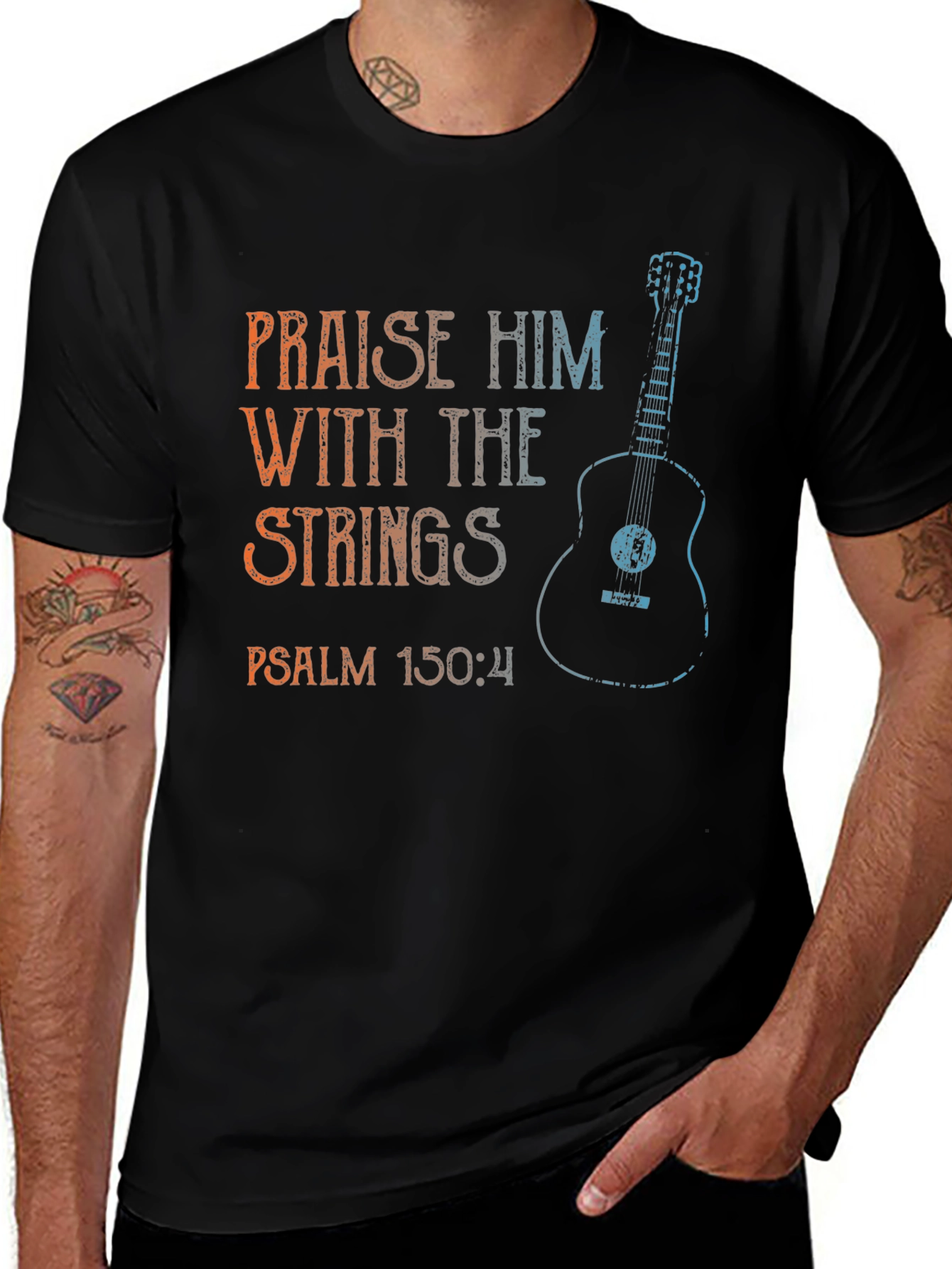Praise Him With Strings Black T-Shirt