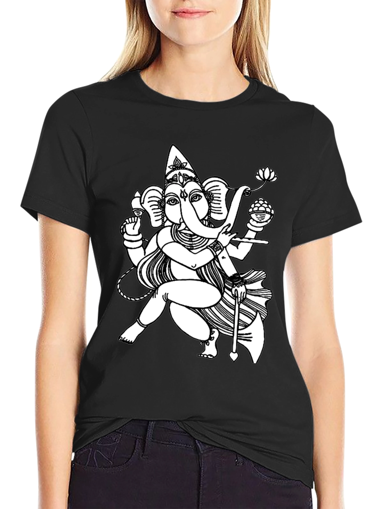 Ganesh Graphic Print Tee - Black Casual Shirt