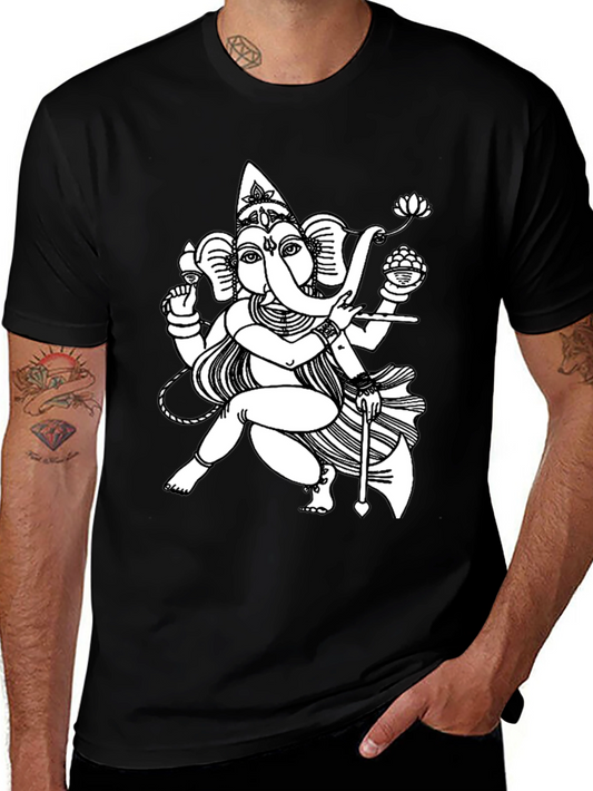 Ganesh Graphic Print Tee - Black Casual Shirt