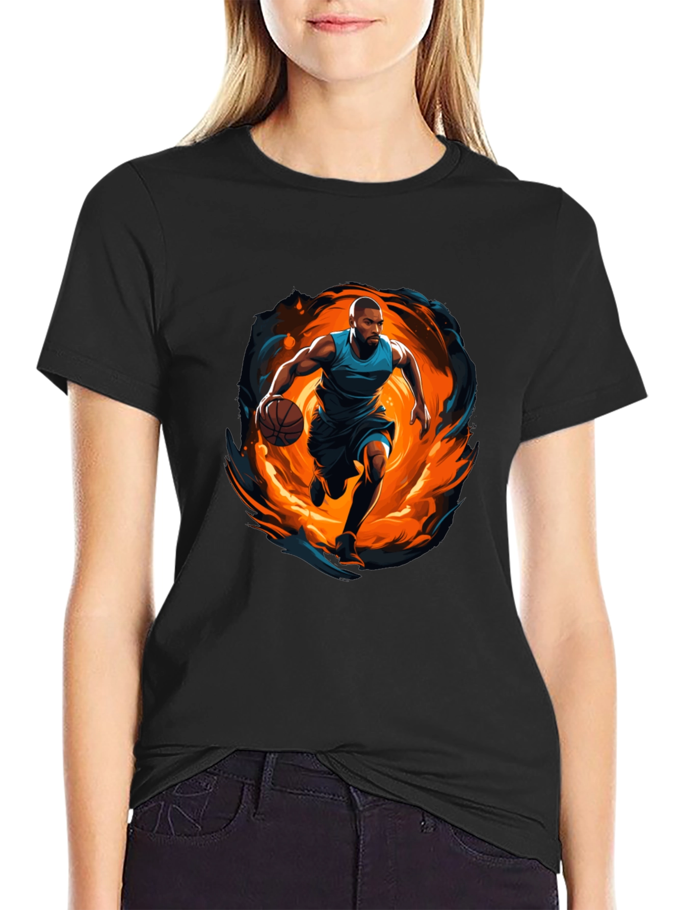 Basketball Player Graphic Black T-Shirt