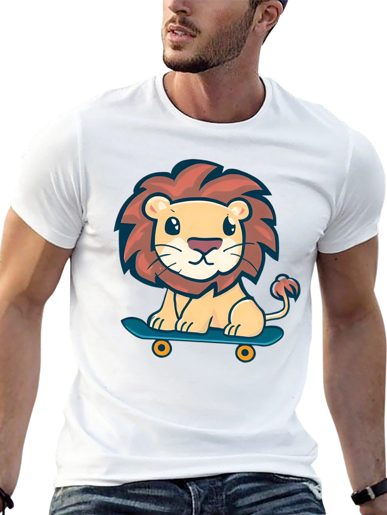 Cute Lion Skateboard Graphic T-Shirt