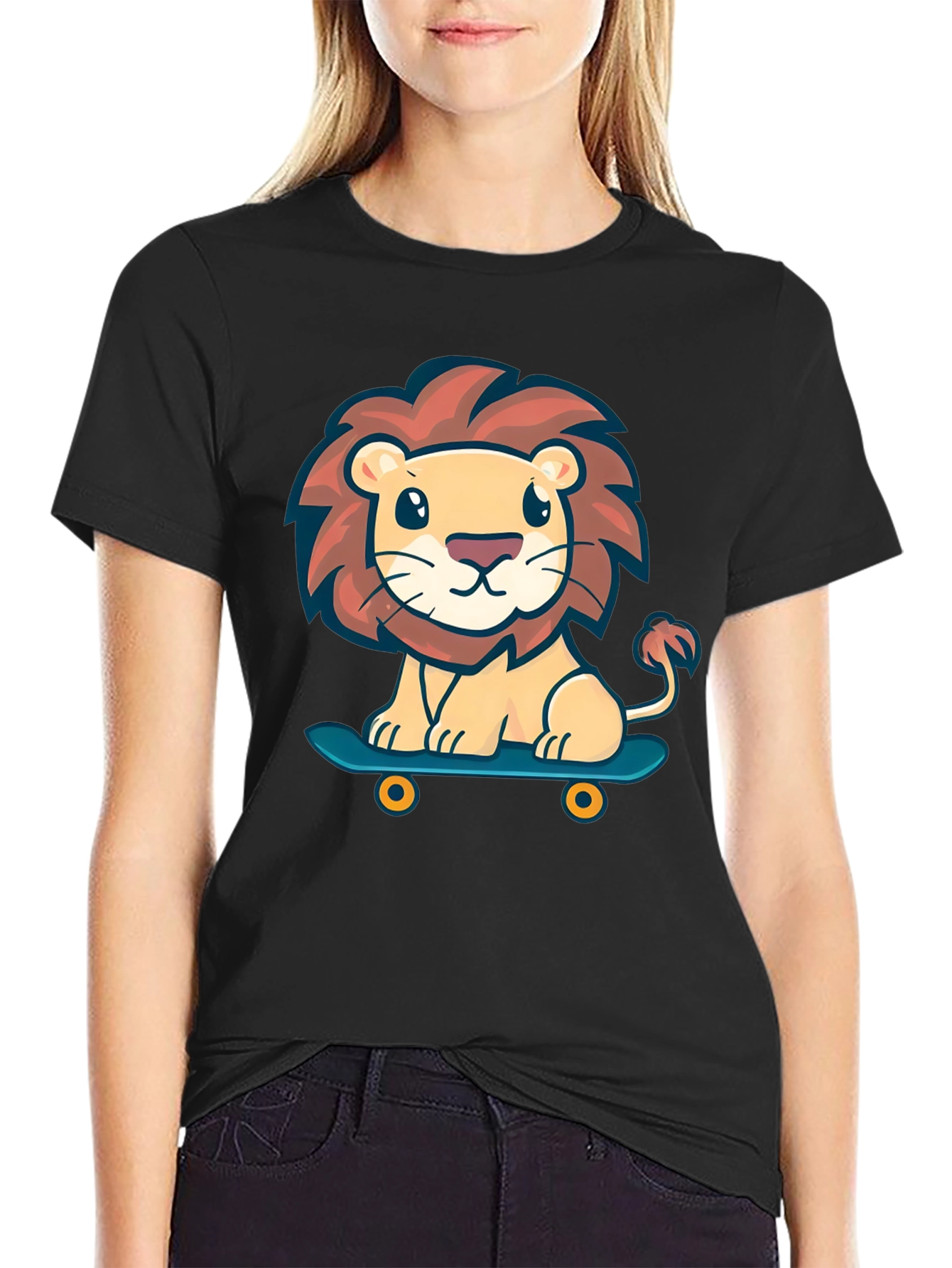 Cute Lion Skateboard Graphic T-Shirt