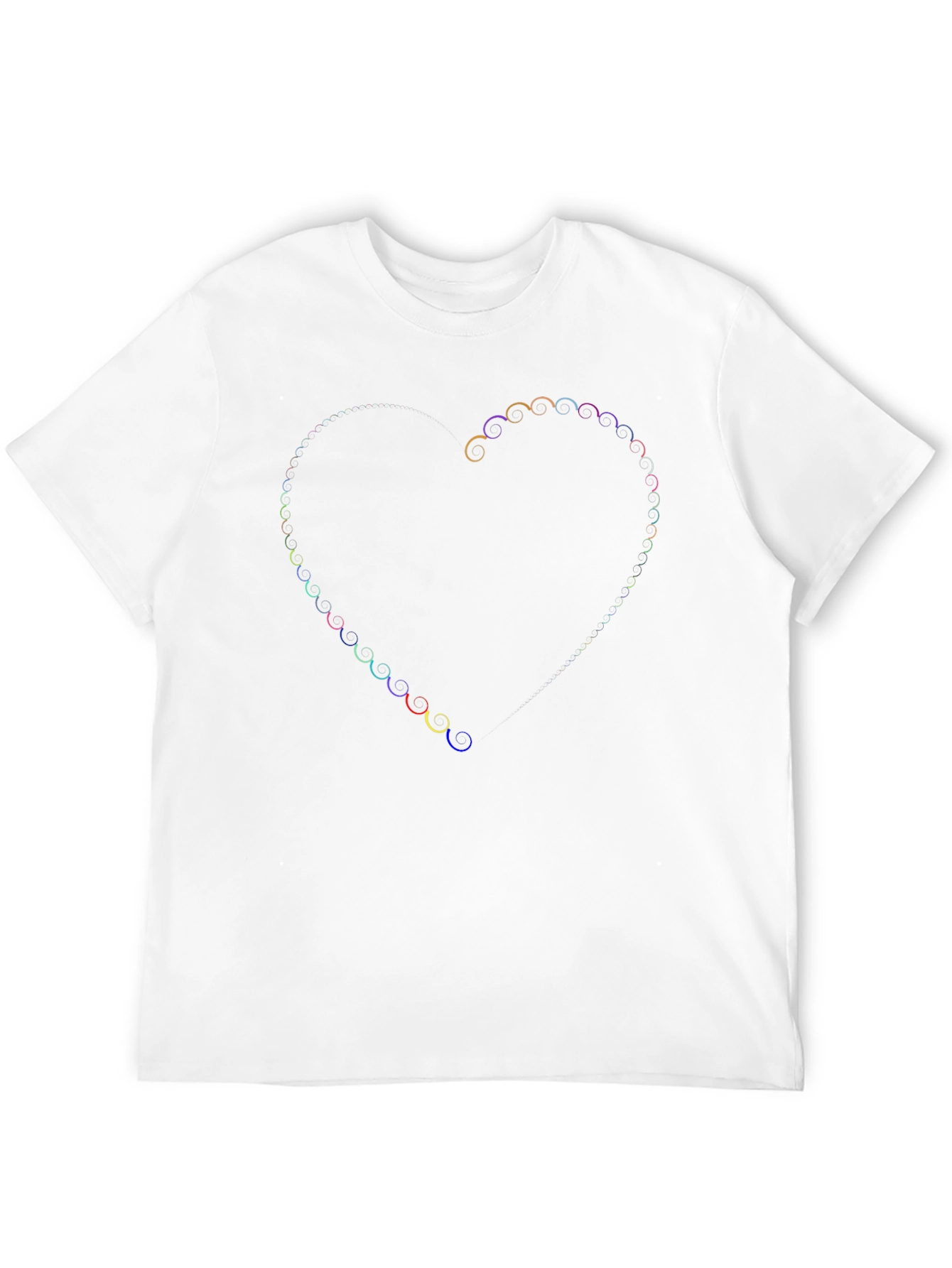 Rainbow Swirl Heart Black T-Shirt