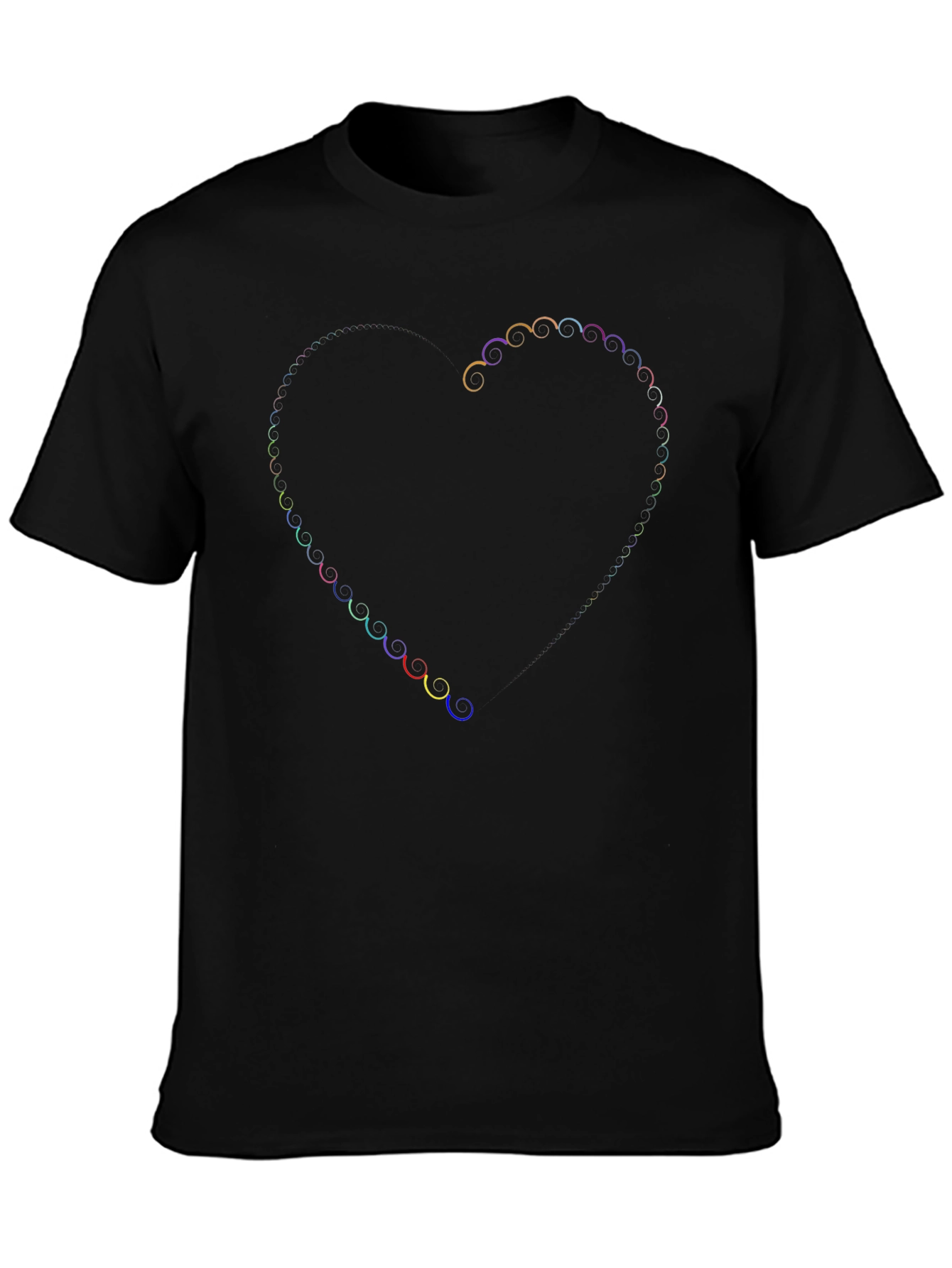 Rainbow Swirl Heart Black T-Shirt