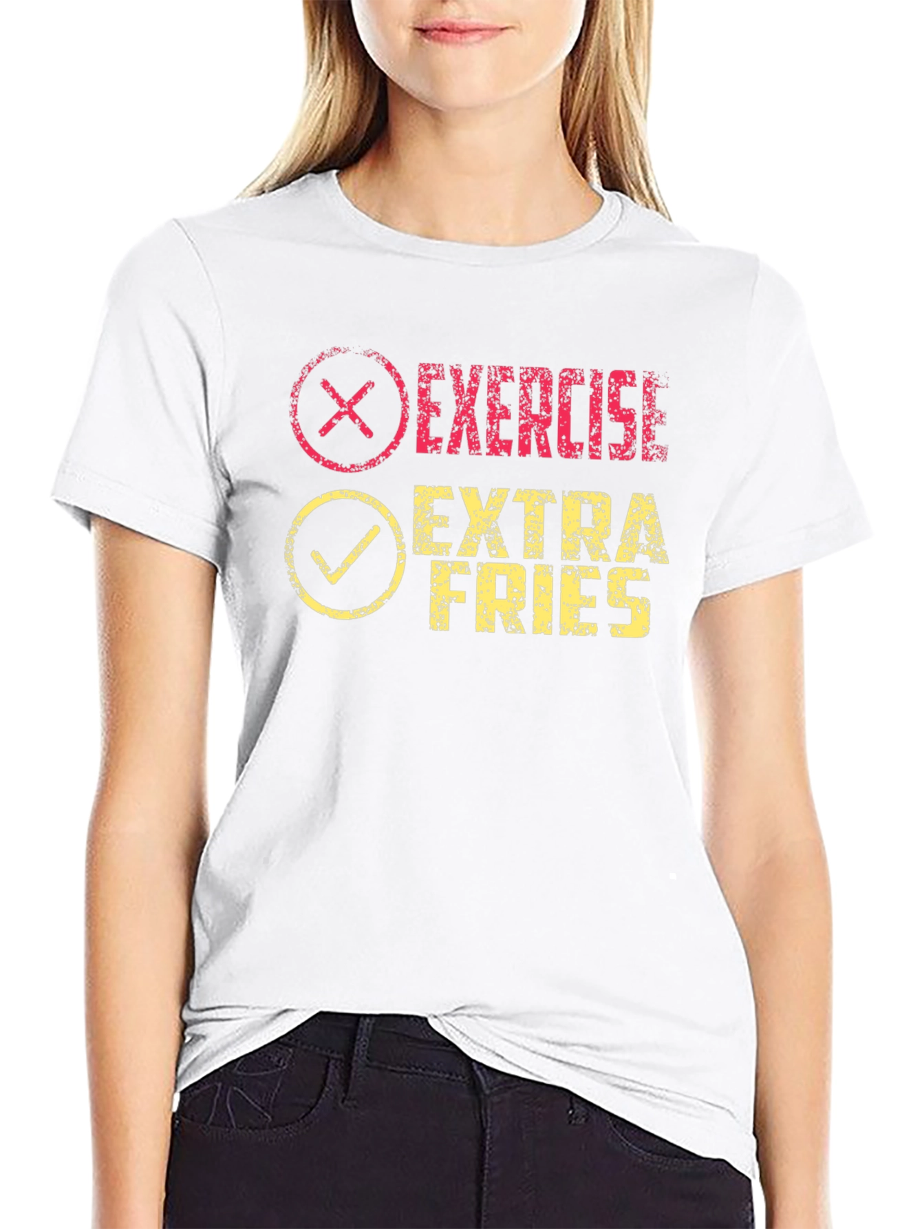Exercise? Extra Fries! Funny Graphic T-Shirt