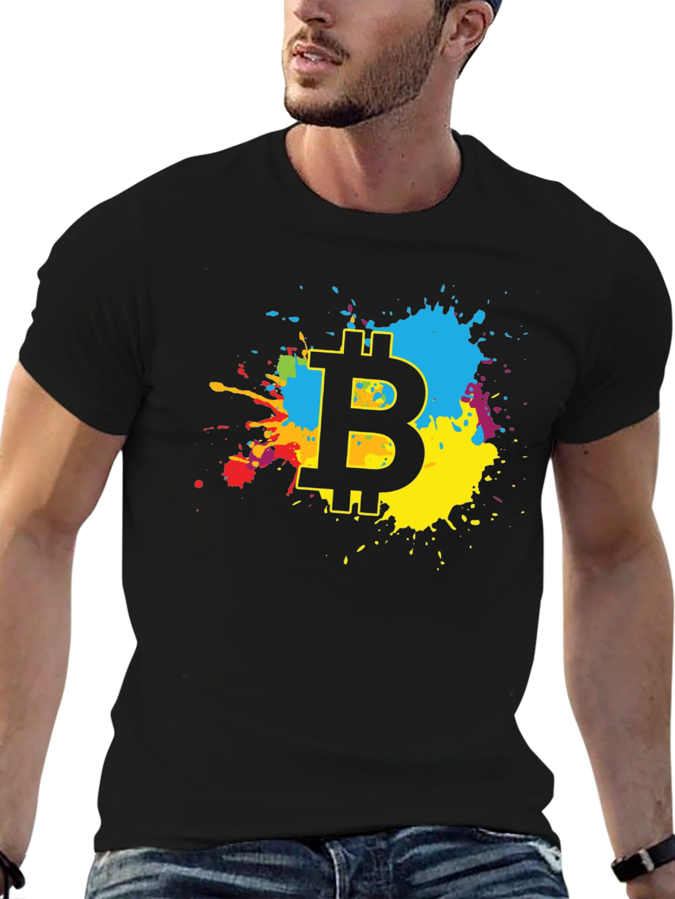 Bitcoin Splash Graphic Black T-Shirt