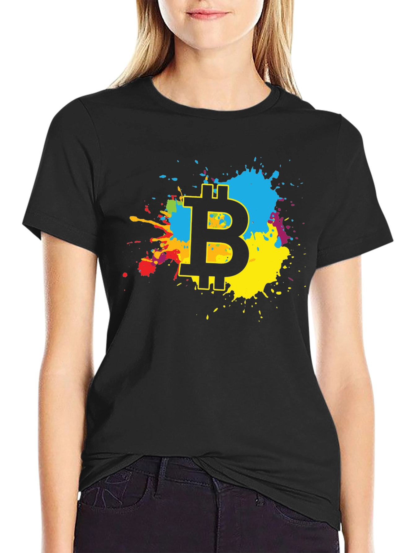 Bitcoin Splash Graphic Black T-Shirt