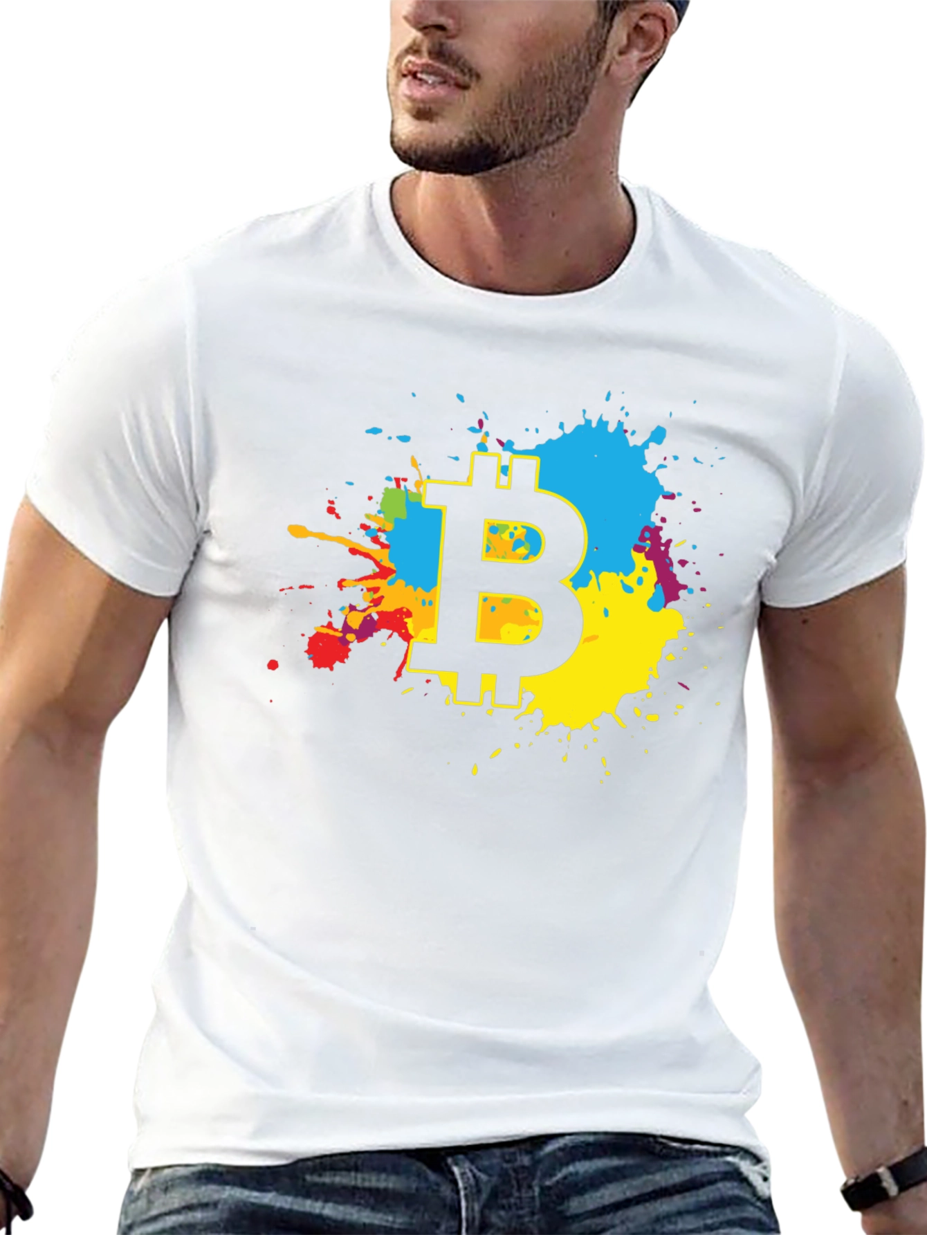 Bitcoin Splash Graphic Black T-Shirt