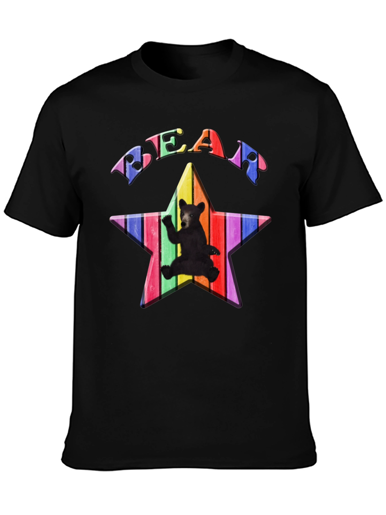 Rainbow Bear Star Graphic T-Shirt