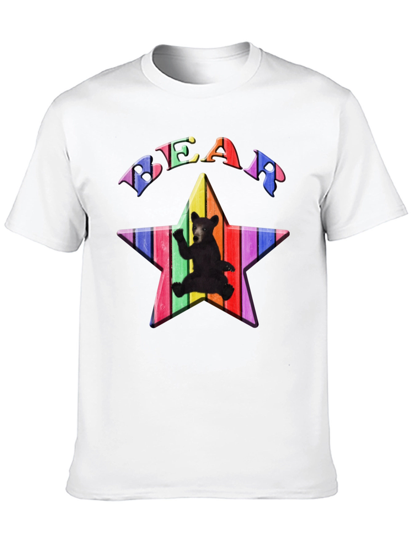 Rainbow Bear Star Graphic T-Shirt