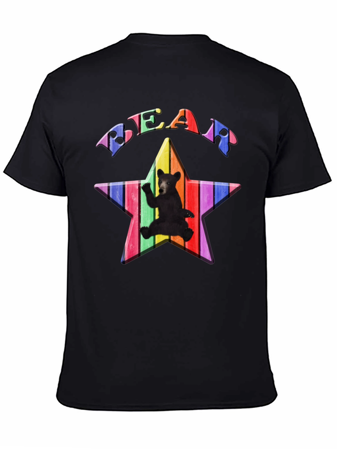 Rainbow Bear Star Graphic T-Shirt