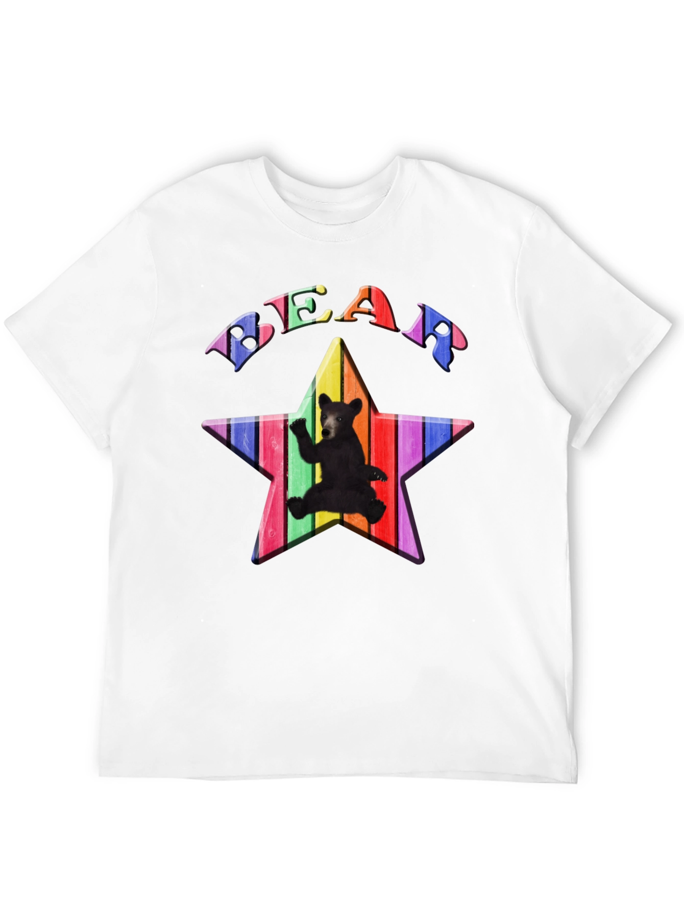 Rainbow Bear Star Graphic T-Shirt