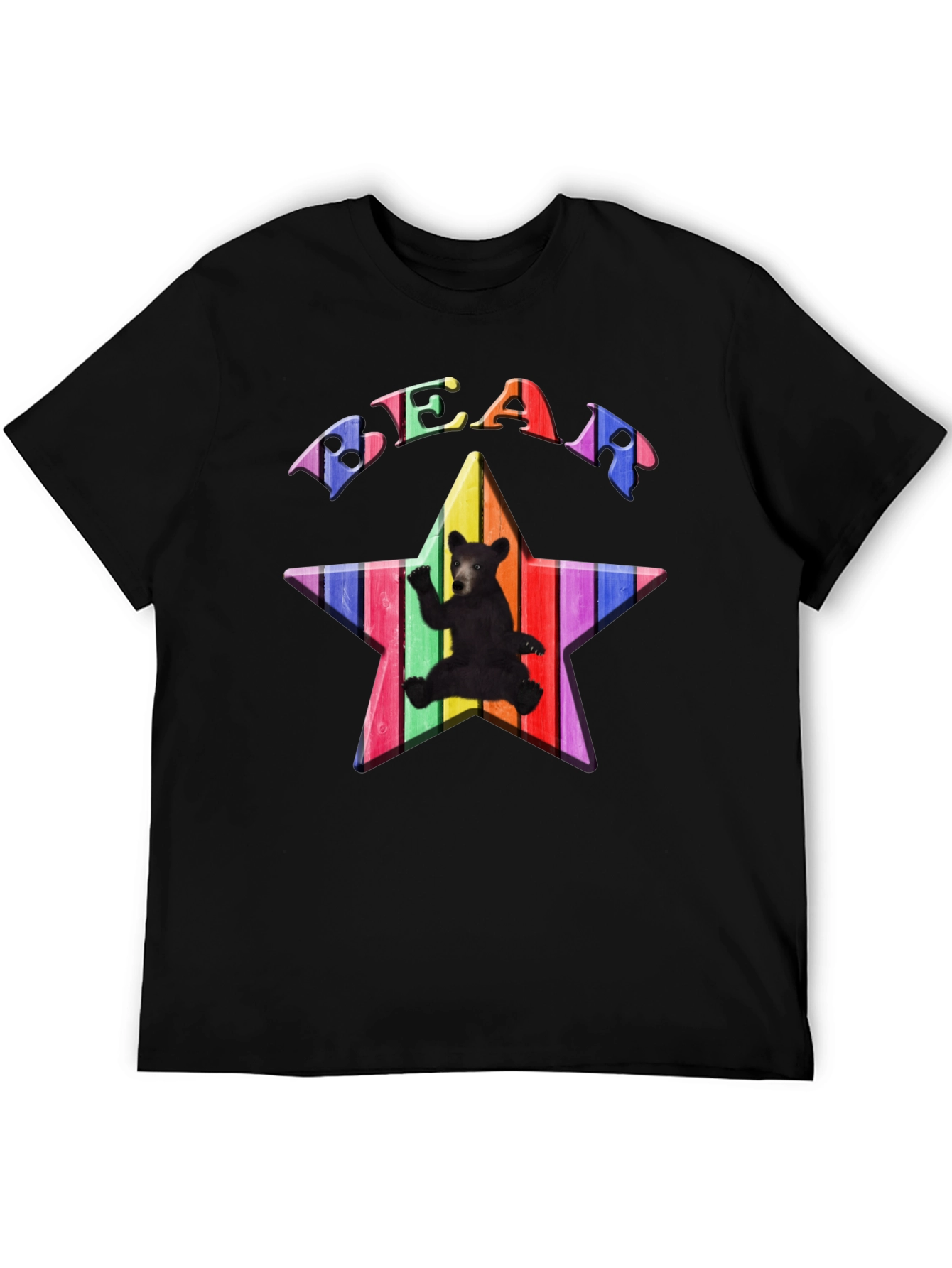 Rainbow Bear Star Graphic T-Shirt