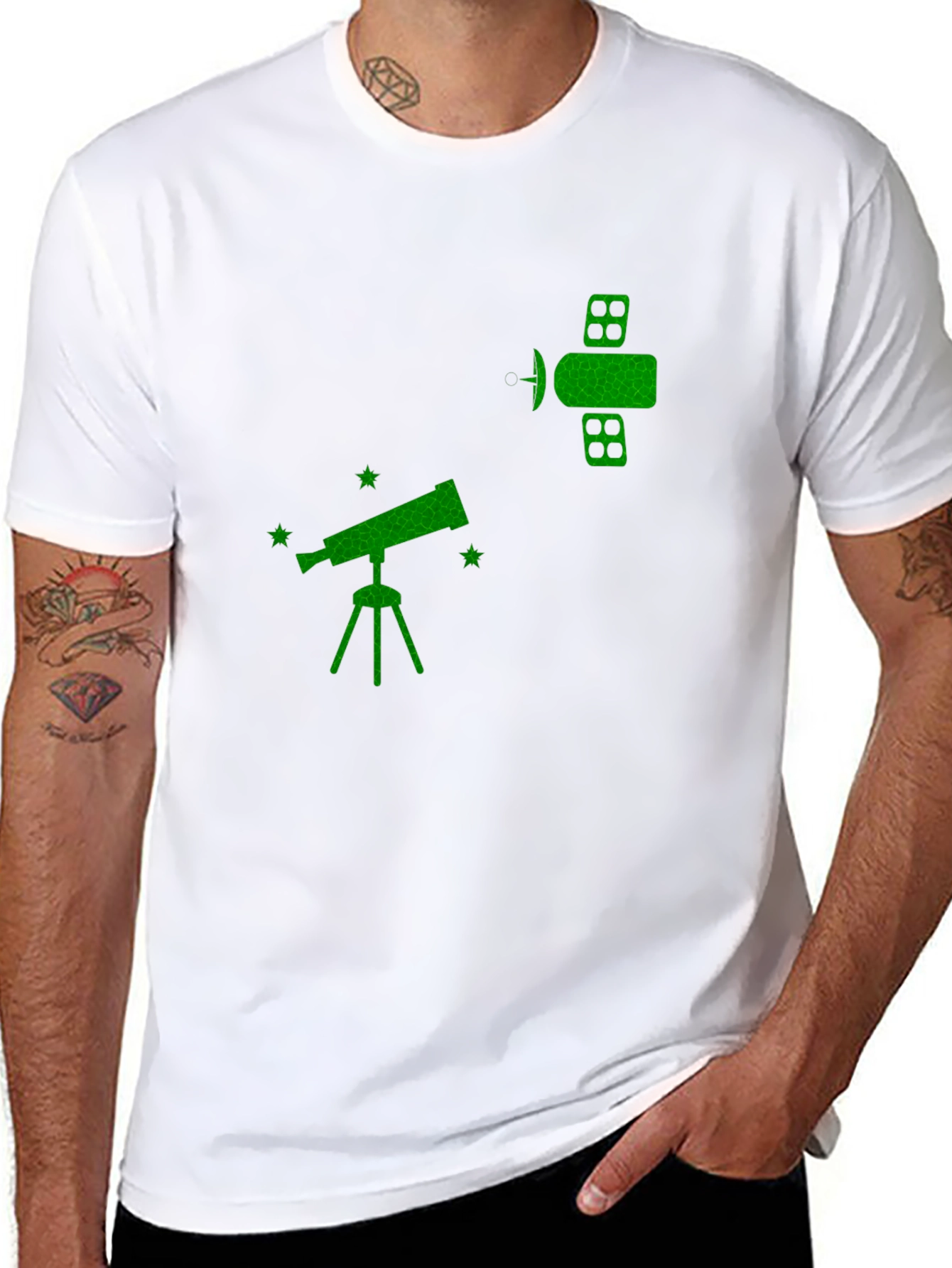 Astronomy T-Shirt - Telescope & Satellite Graphic Tee