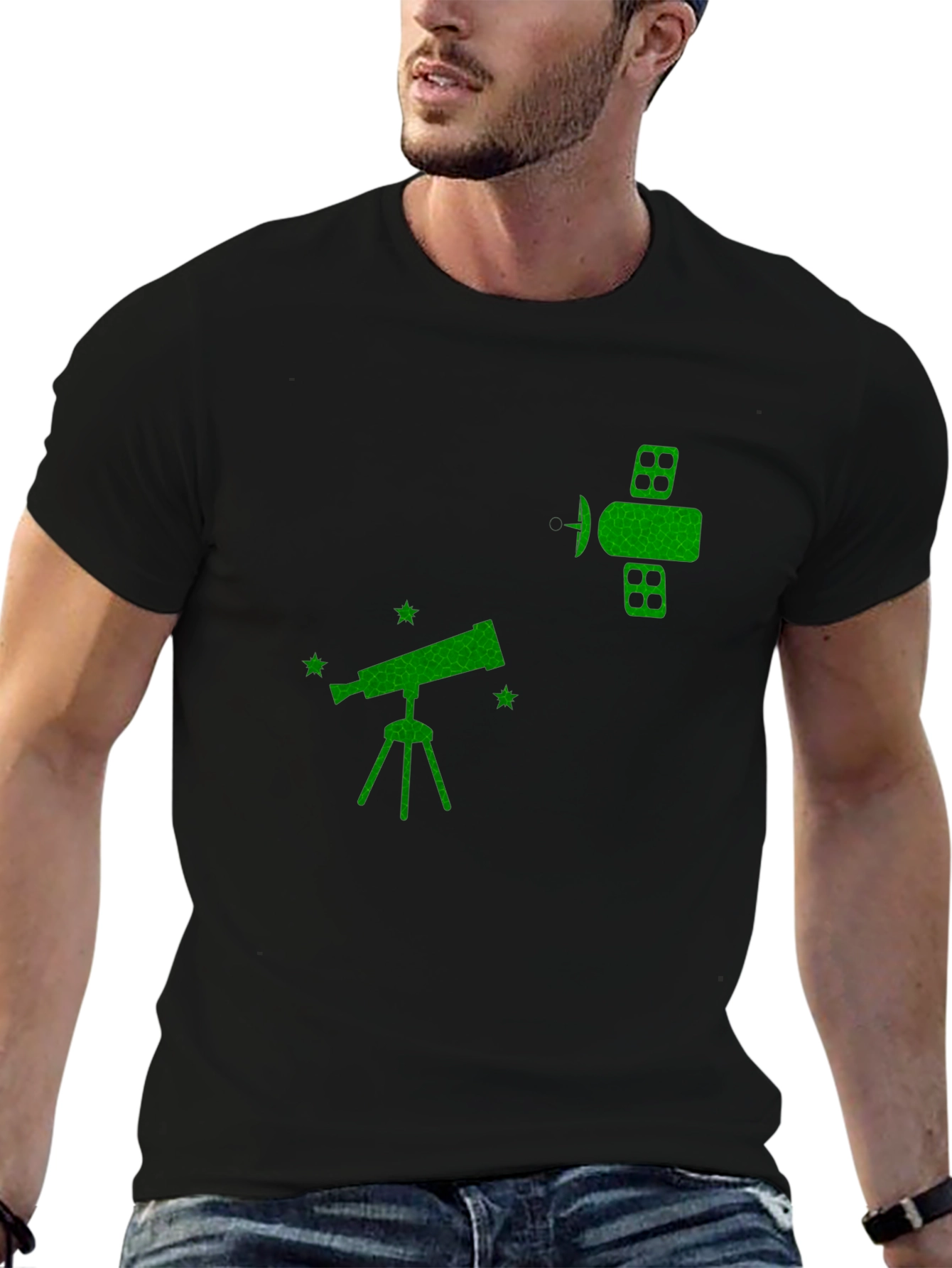 Astronomy T-Shirt - Telescope & Satellite Graphic Tee