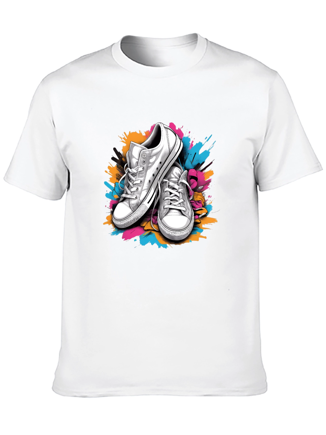 Graphic Tee with Sneakers & Paint Splatter Design