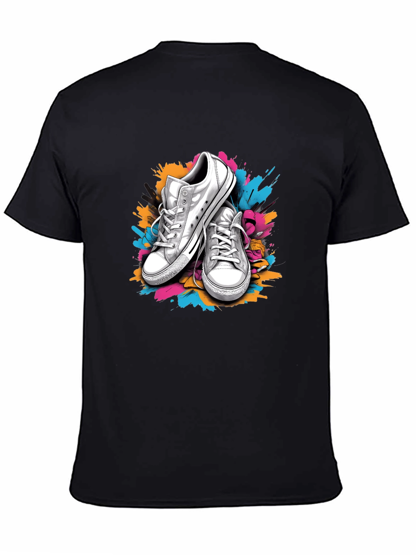 Graphic Tee with Sneakers & Paint Splatter Design