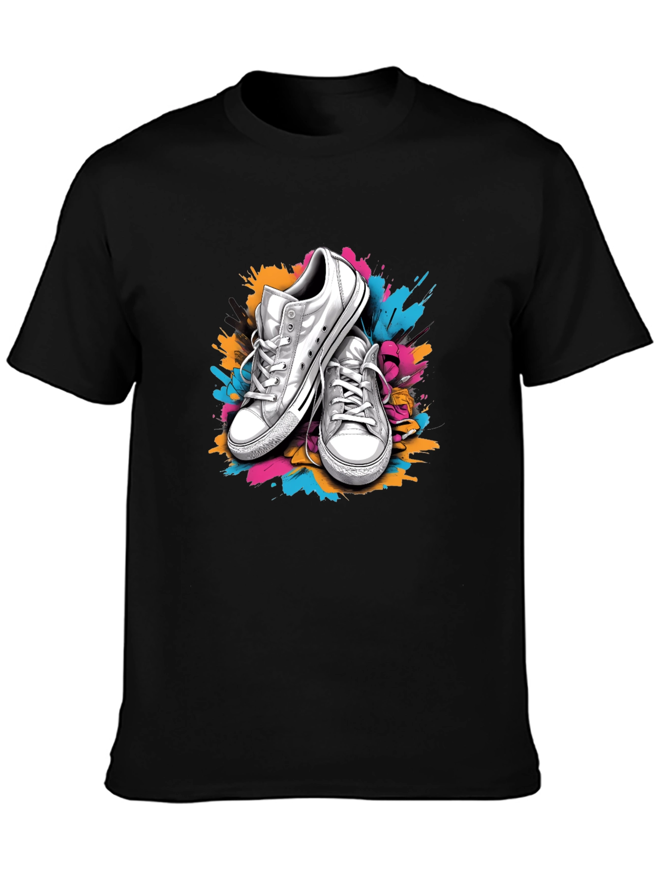 Graphic Tee with Sneakers & Paint Splatter Design