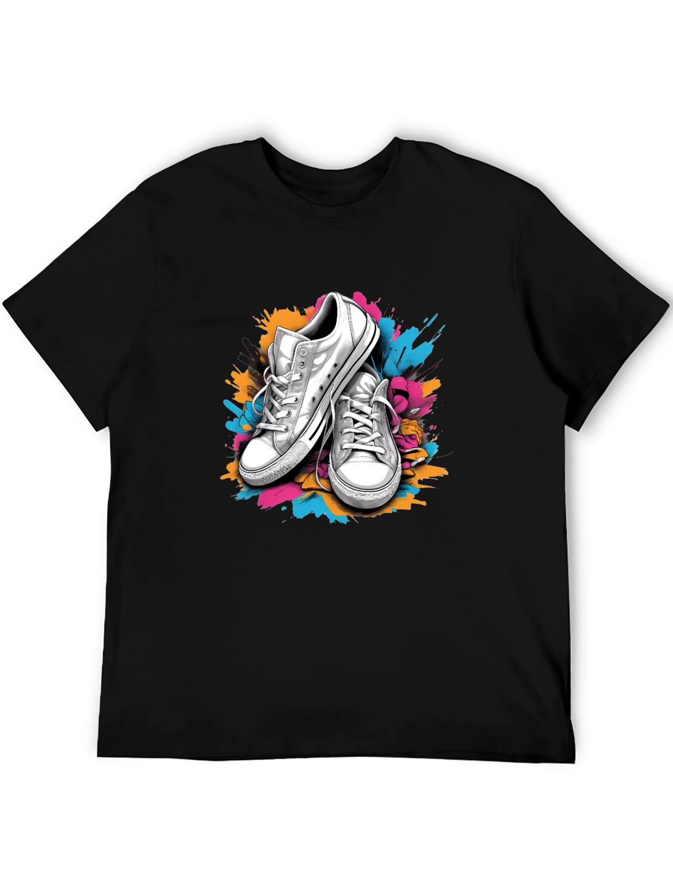 Graphic Tee with Sneakers & Paint Splatter Design