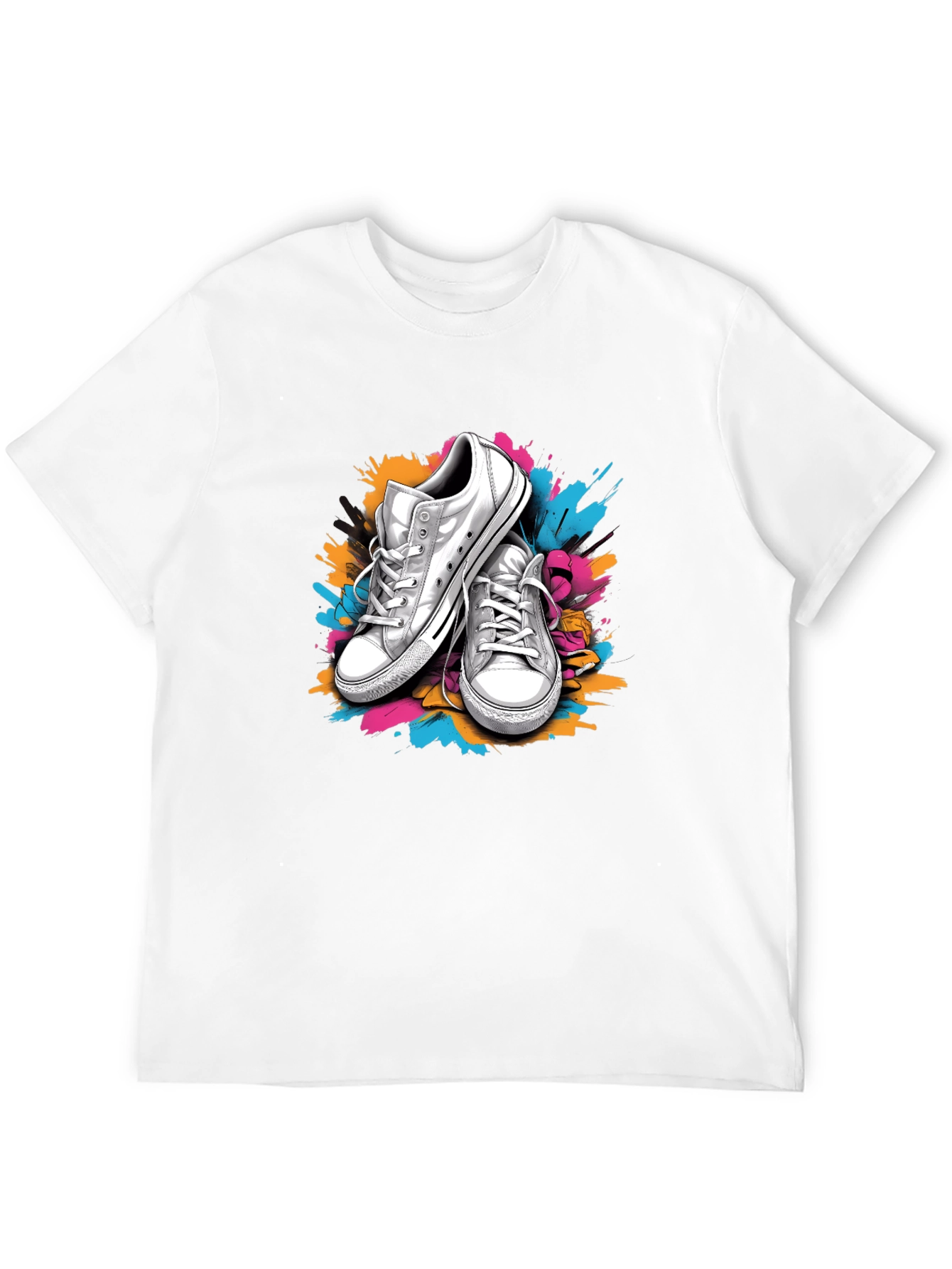 Graphic Tee with Sneakers & Paint Splatter Design