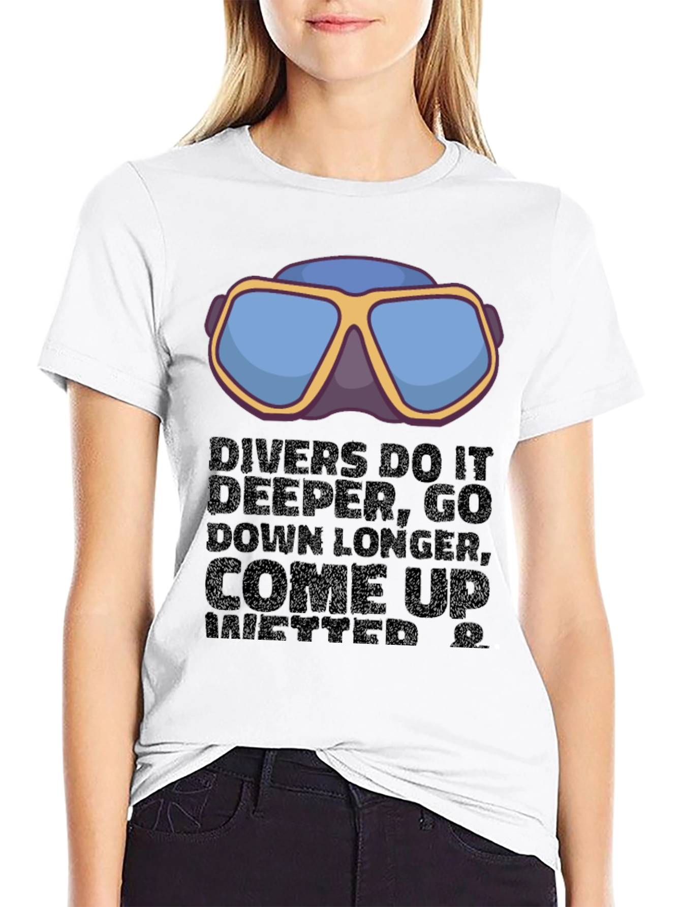Divers Motto Graphic T-Shirt - Black