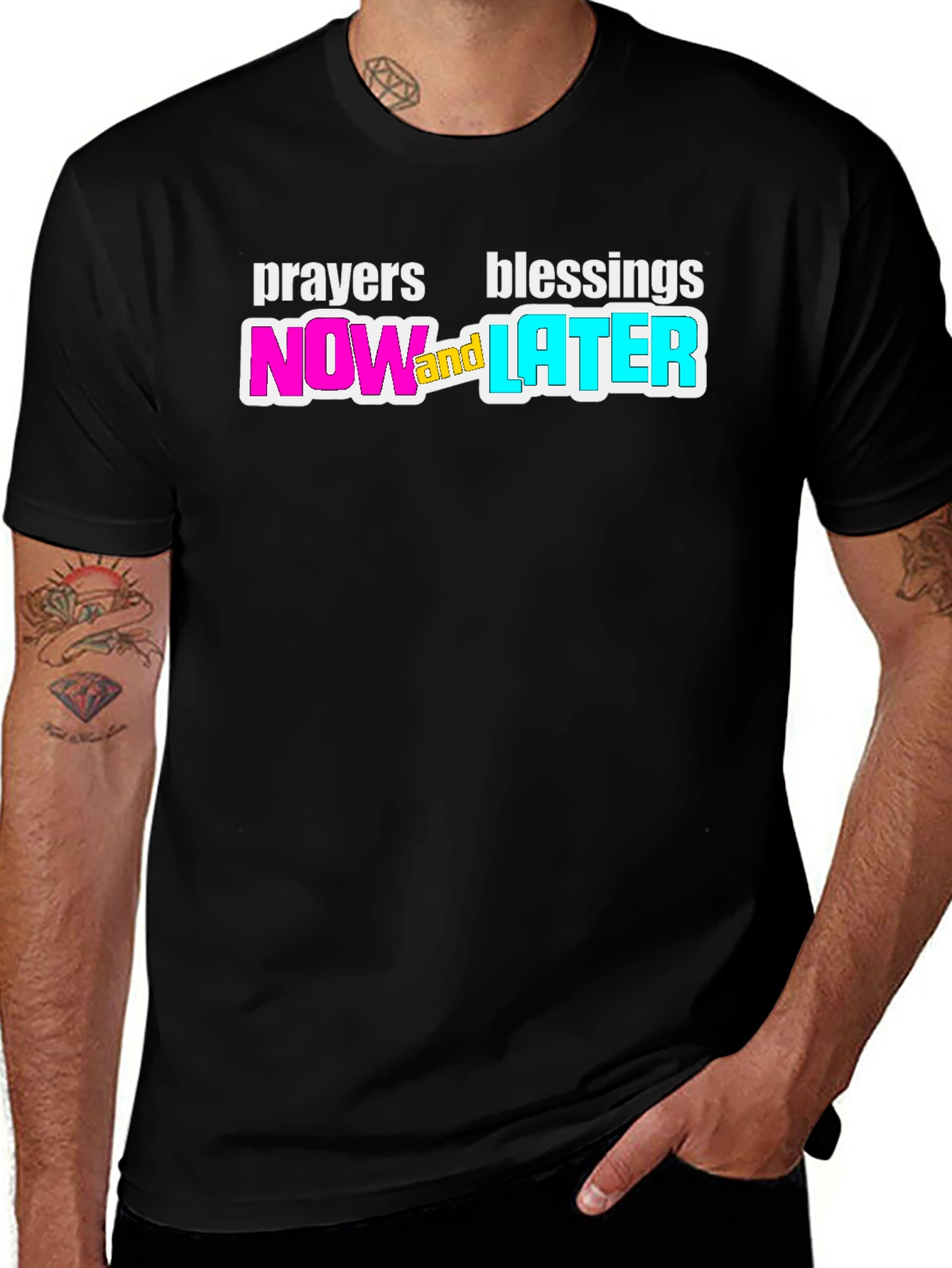 Prayers Blessings Now and Later Black T-Shirt