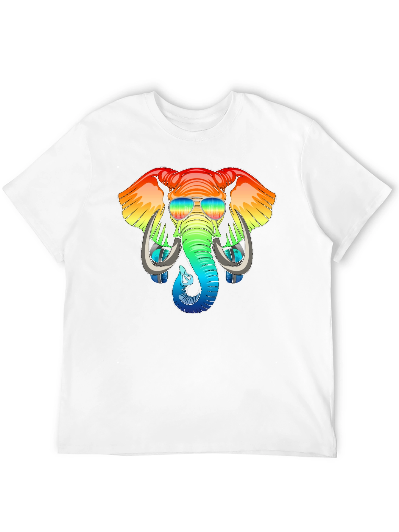 Rainbow Elephant Graphic T-Shirt - Mens Black Tee