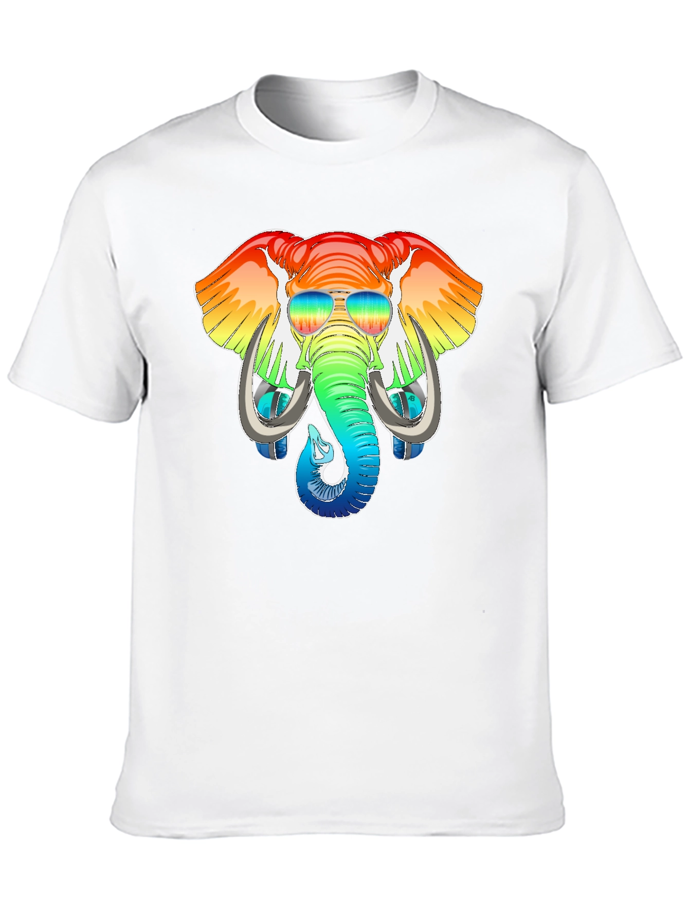 Rainbow Elephant Graphic T-Shirt - Mens Black Tee