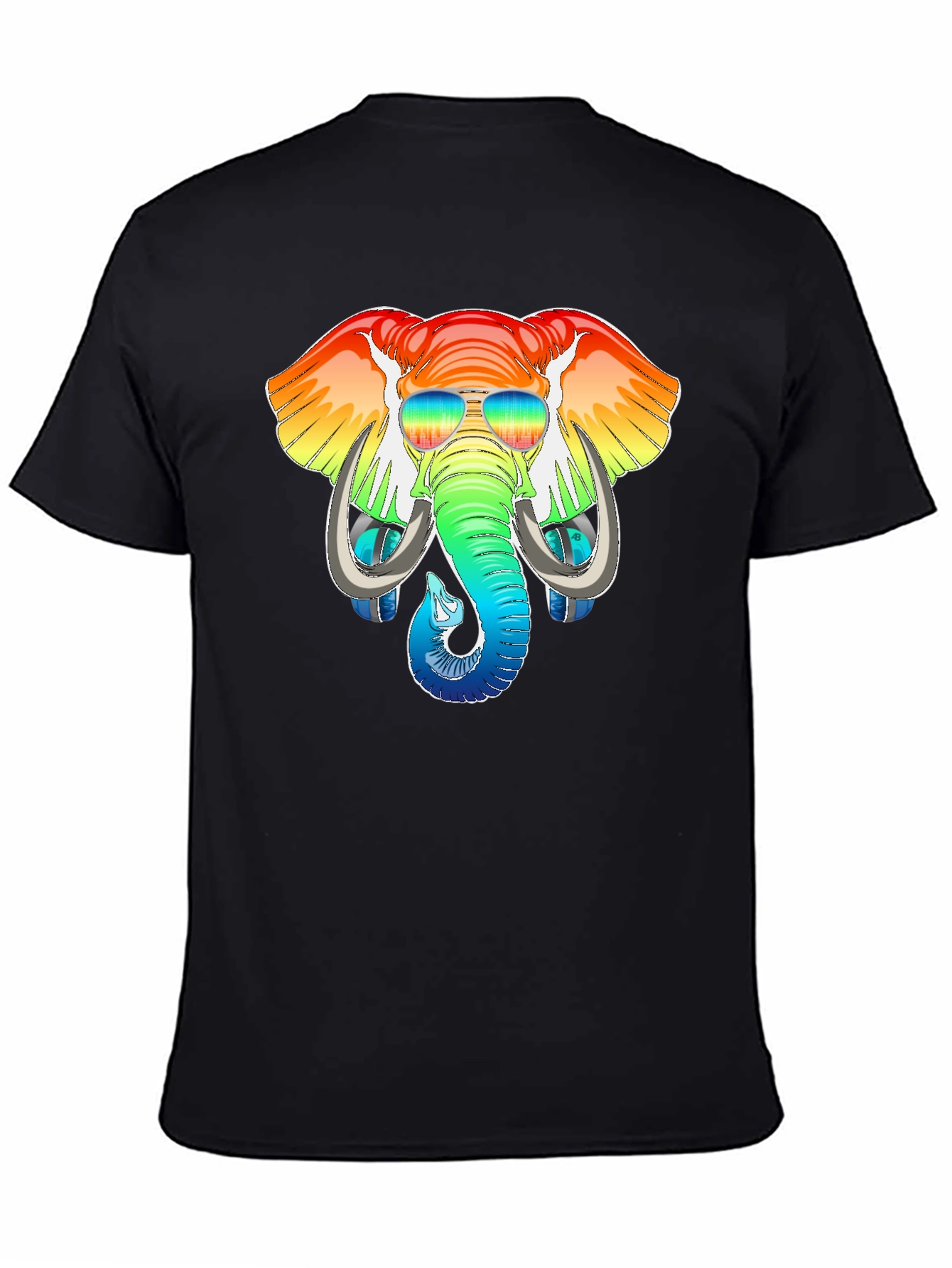 Rainbow Elephant Graphic T-Shirt - Mens Black Tee