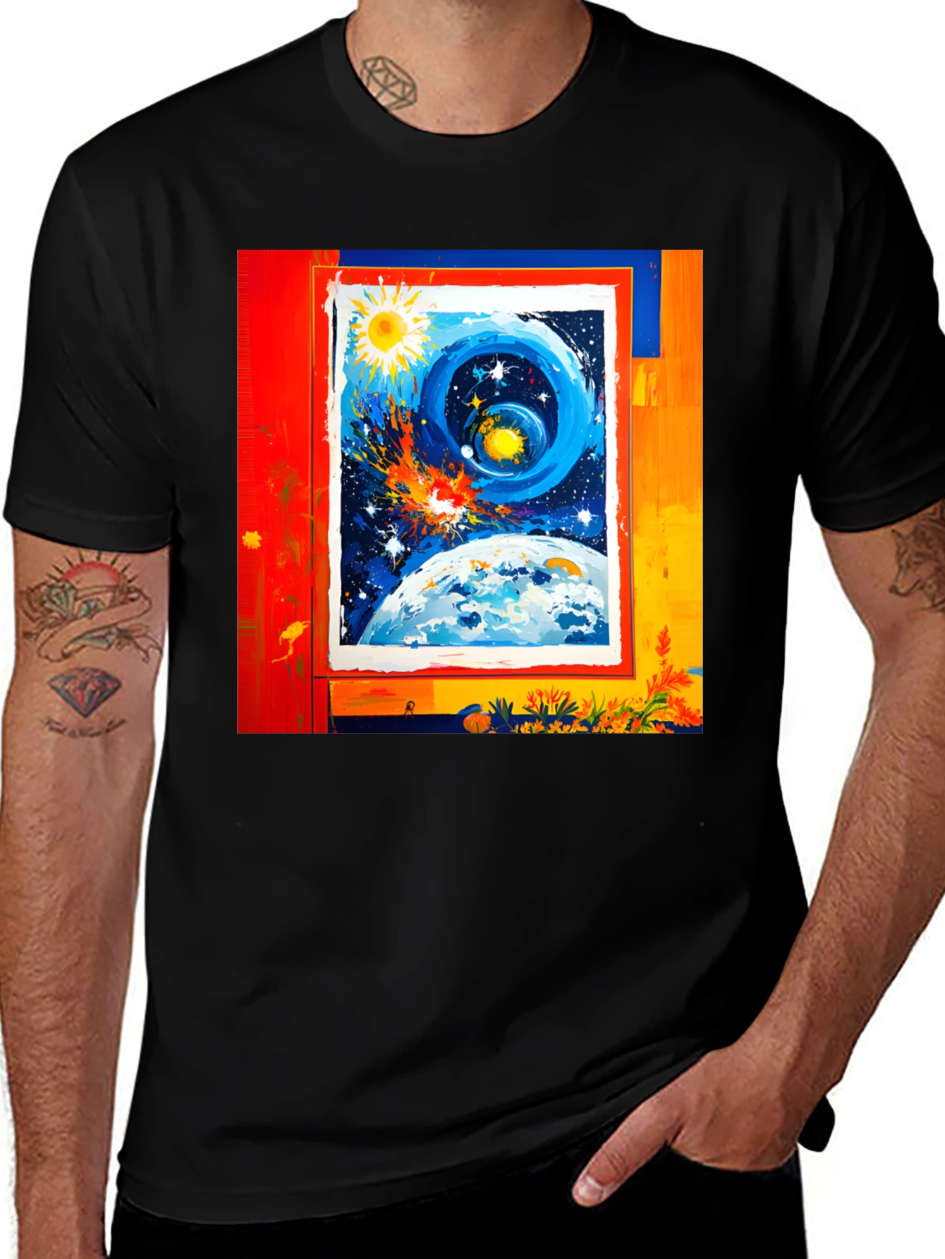 Cosmic Dream T-Shirt - Artistic Celestial Design