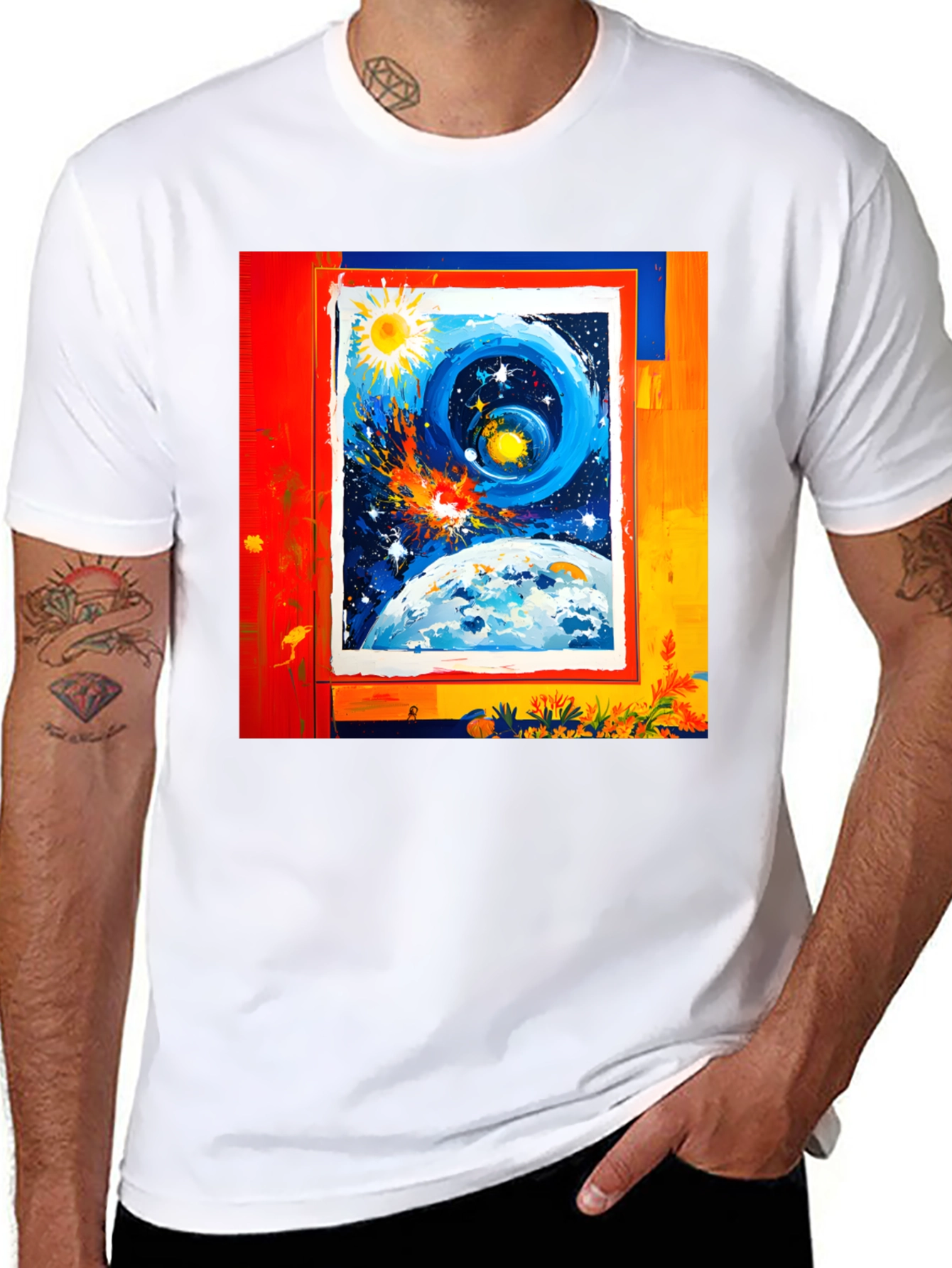 Cosmic Dream T-Shirt - Artistic Celestial Design