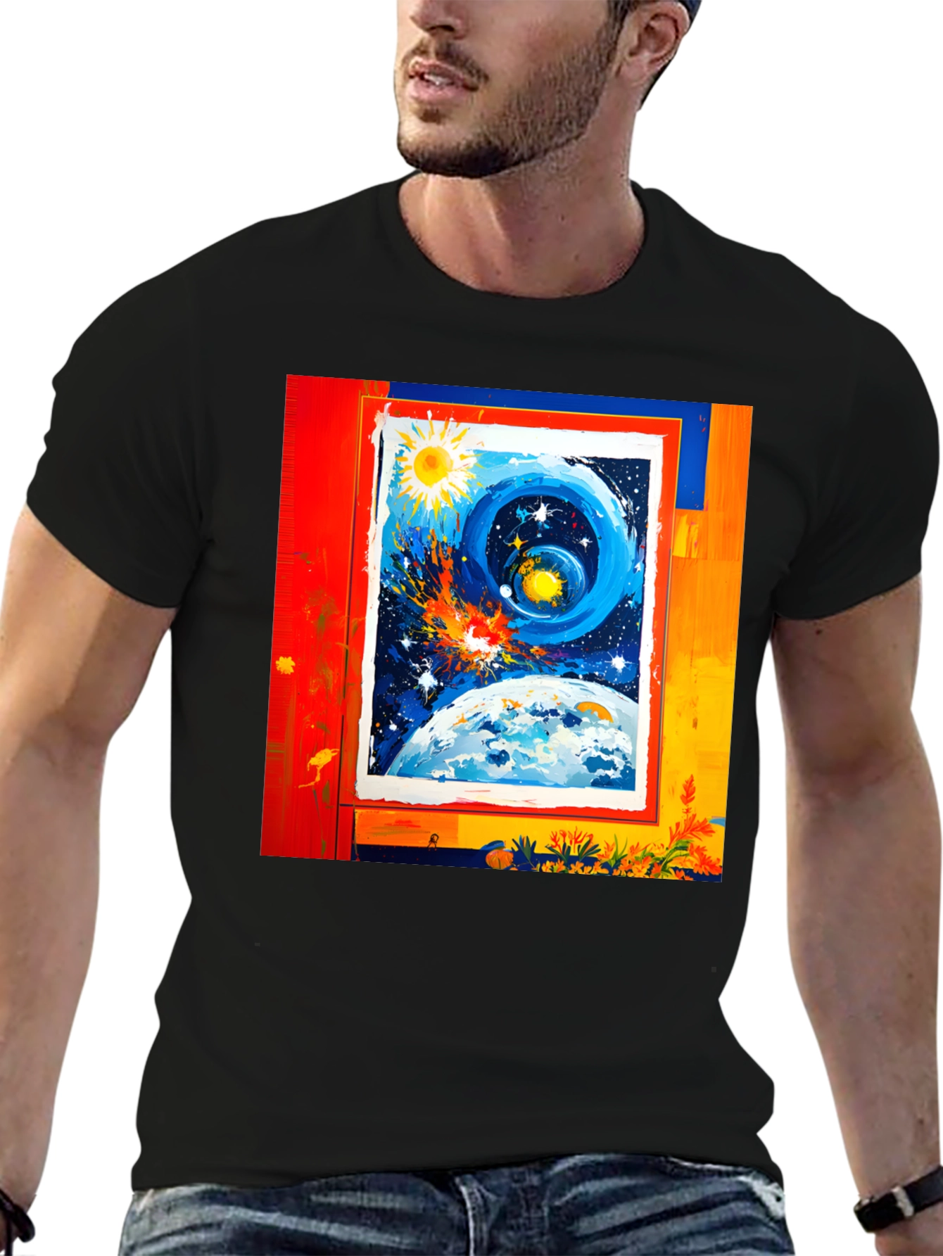 Cosmic Dream T-Shirt - Artistic Celestial Design