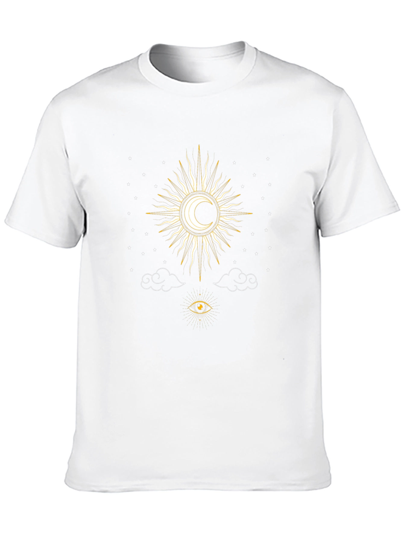 Celestial Sun & Moon Graphic Tee - Black Cotton