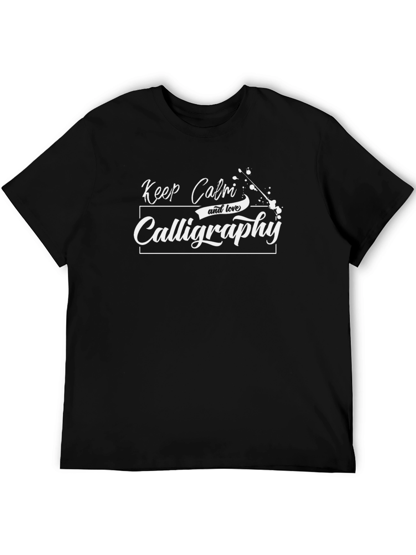 Keep Calm and Love Calligraphy Graphic Black T-Shirt
