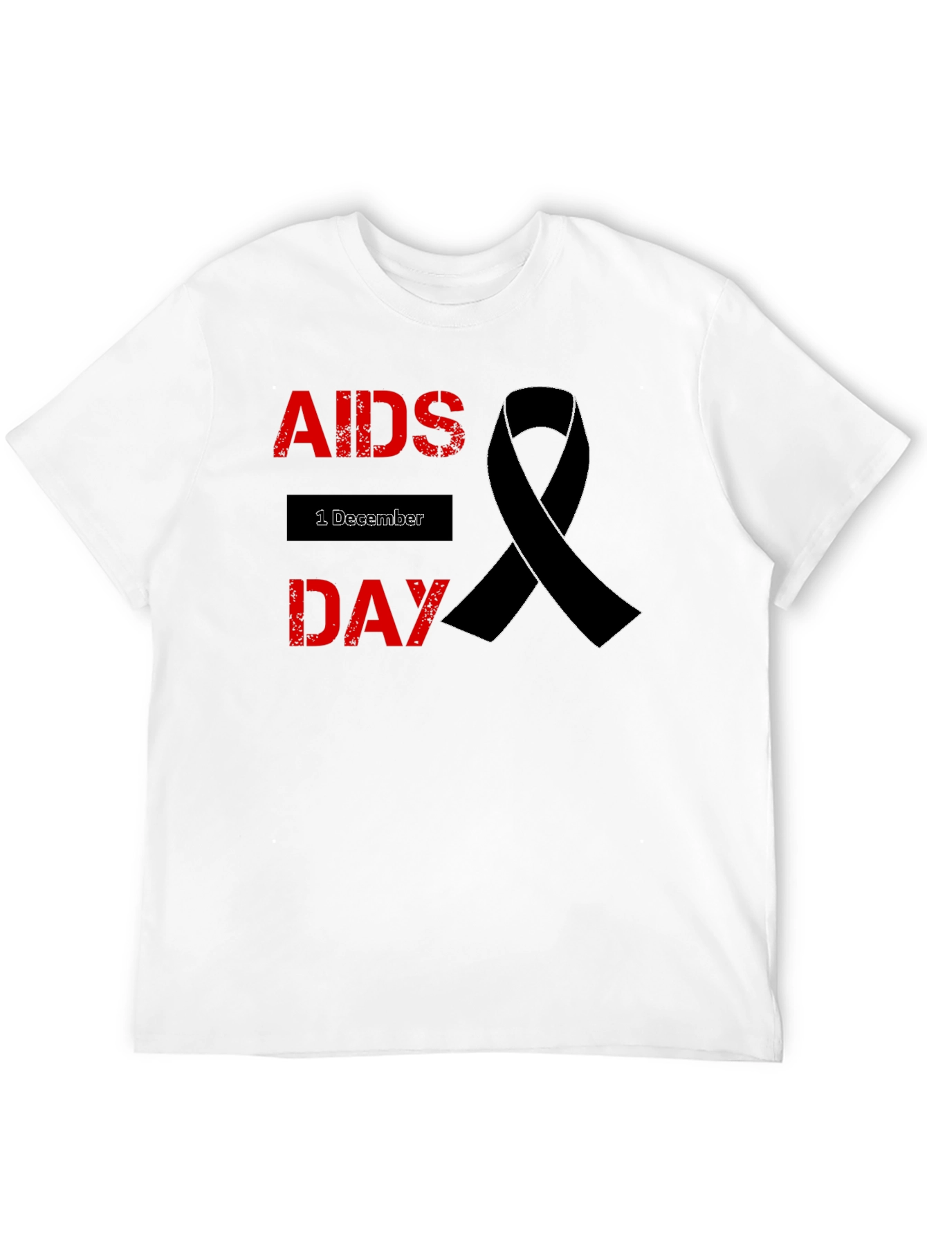 AIDS Awareness T-Shirt - Black Ribbon Design